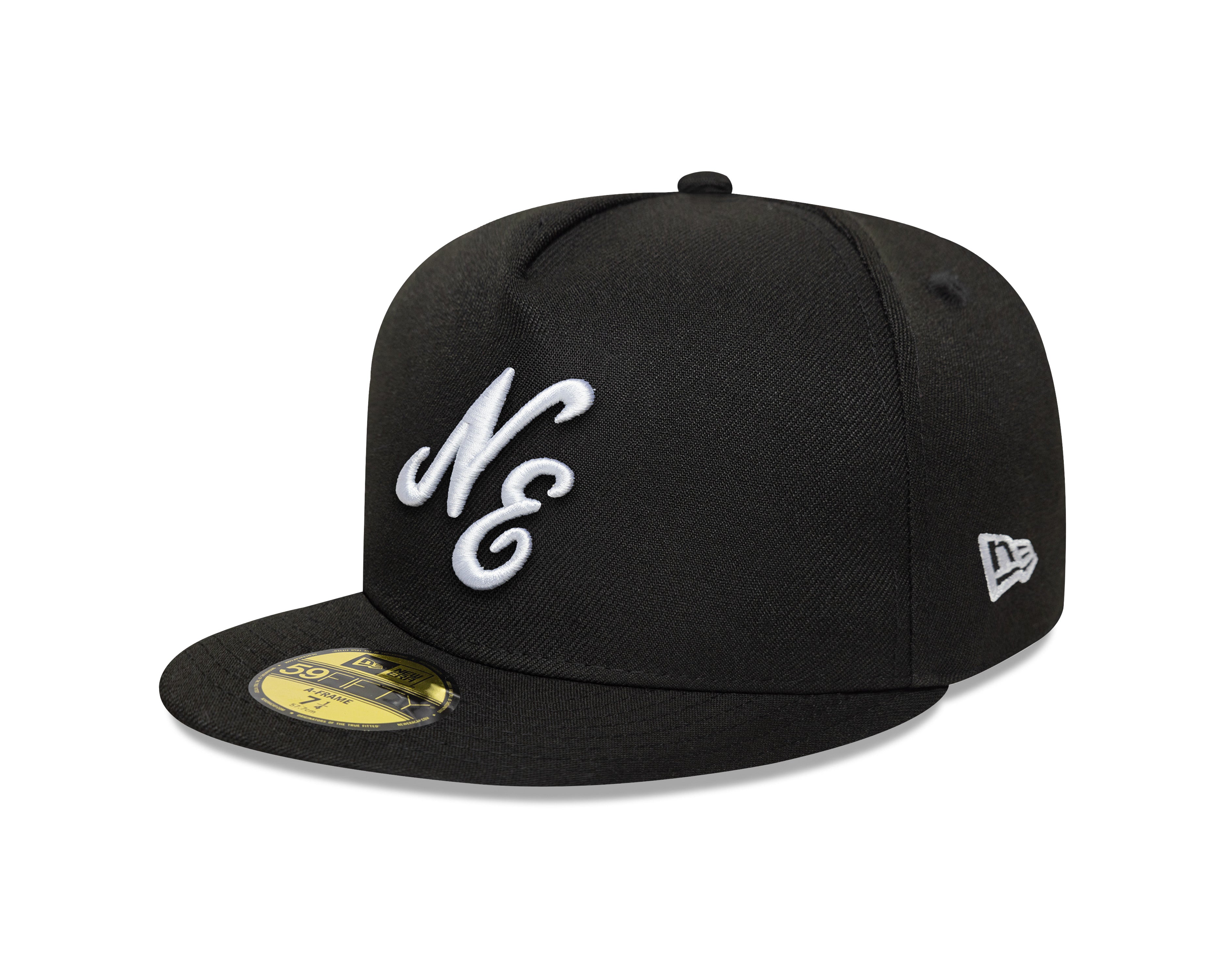 New Era - 59FIFTY Fitted A-Frame Cap - NE SCRIPT - Precurved - Black - Headz Up 
