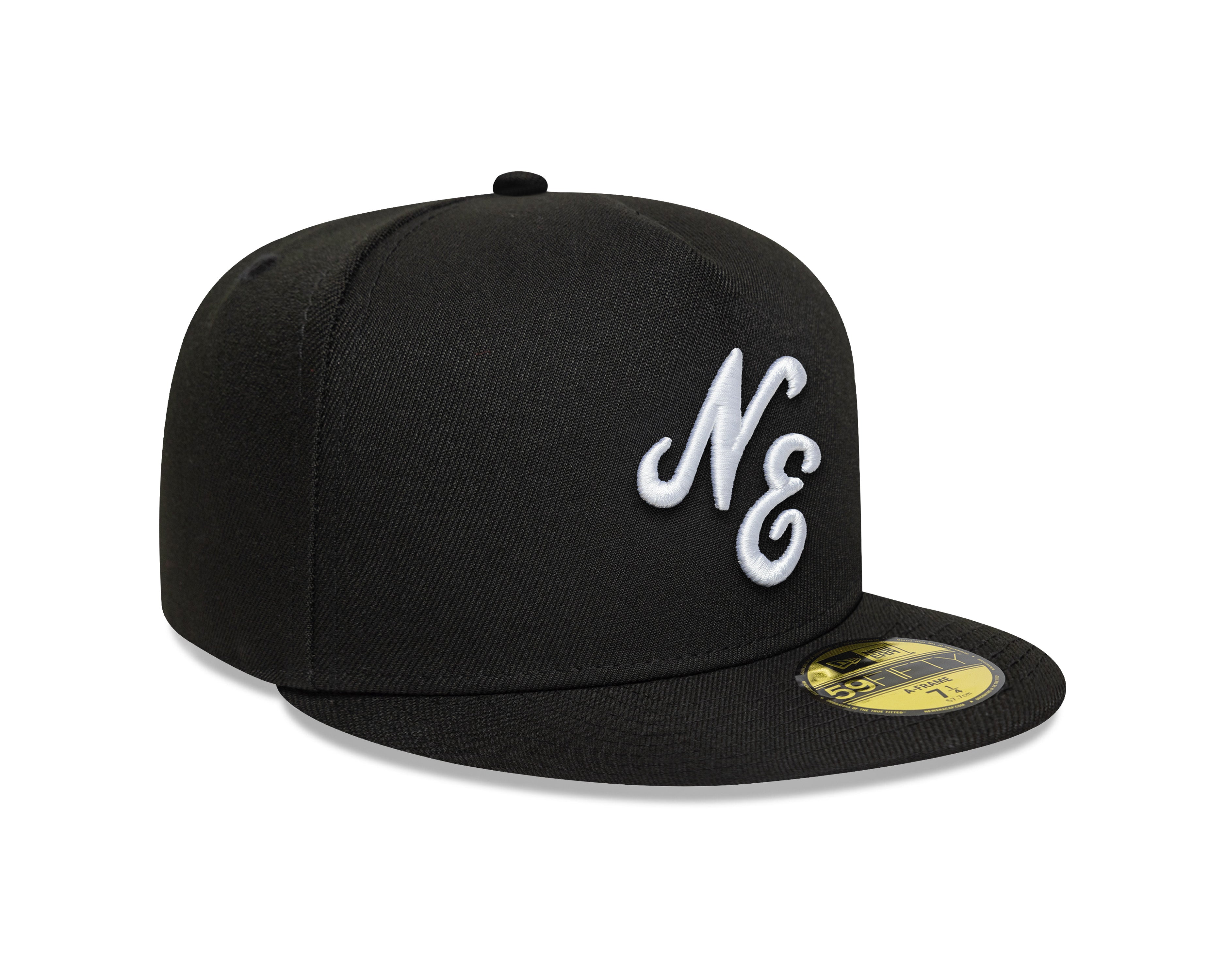 New Era - 59FIFTY Fitted A-Frame Cap - NE SCRIPT - Precurved - Black - Headz Up 