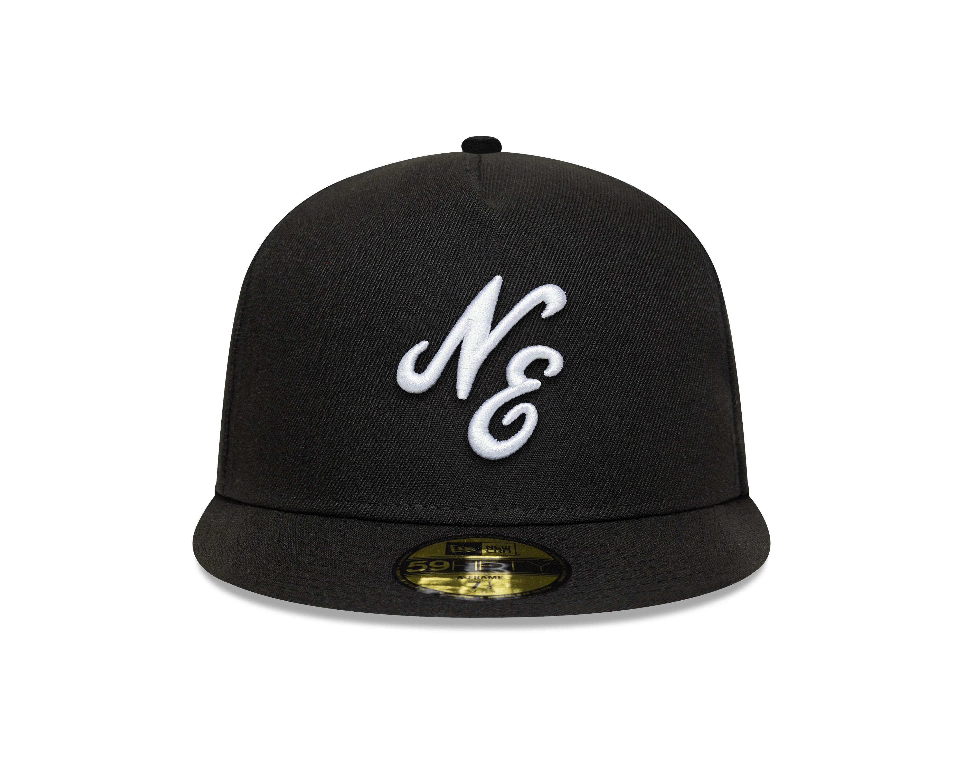 New Era - 59FIFTY Fitted A-Frame Cap - NE SCRIPT - Precurved - Black - Headz Up 