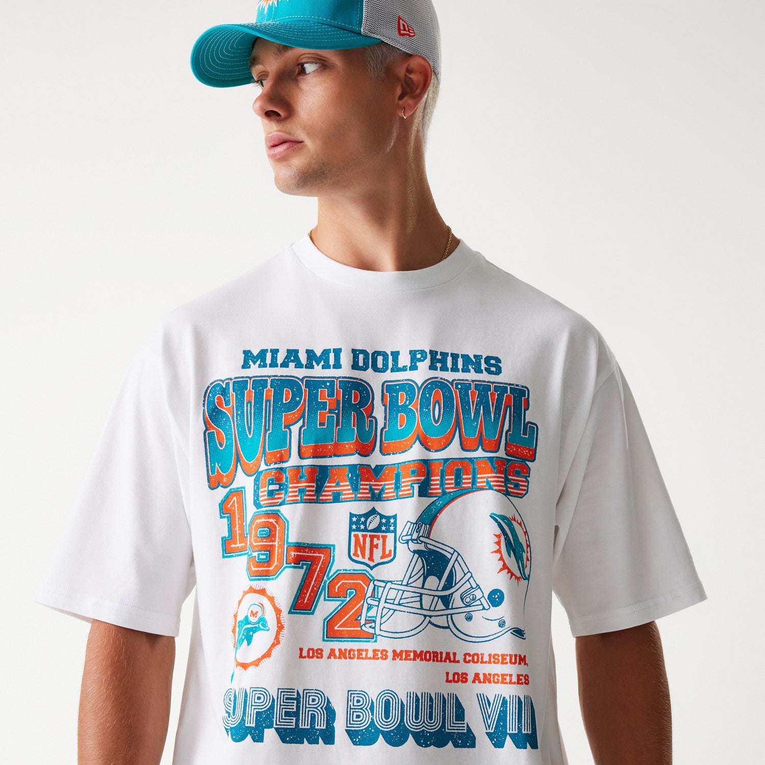 New Era - NFL SUPER BOWL - Oversize Tee - Miami Dolphins - White - Headz Up 