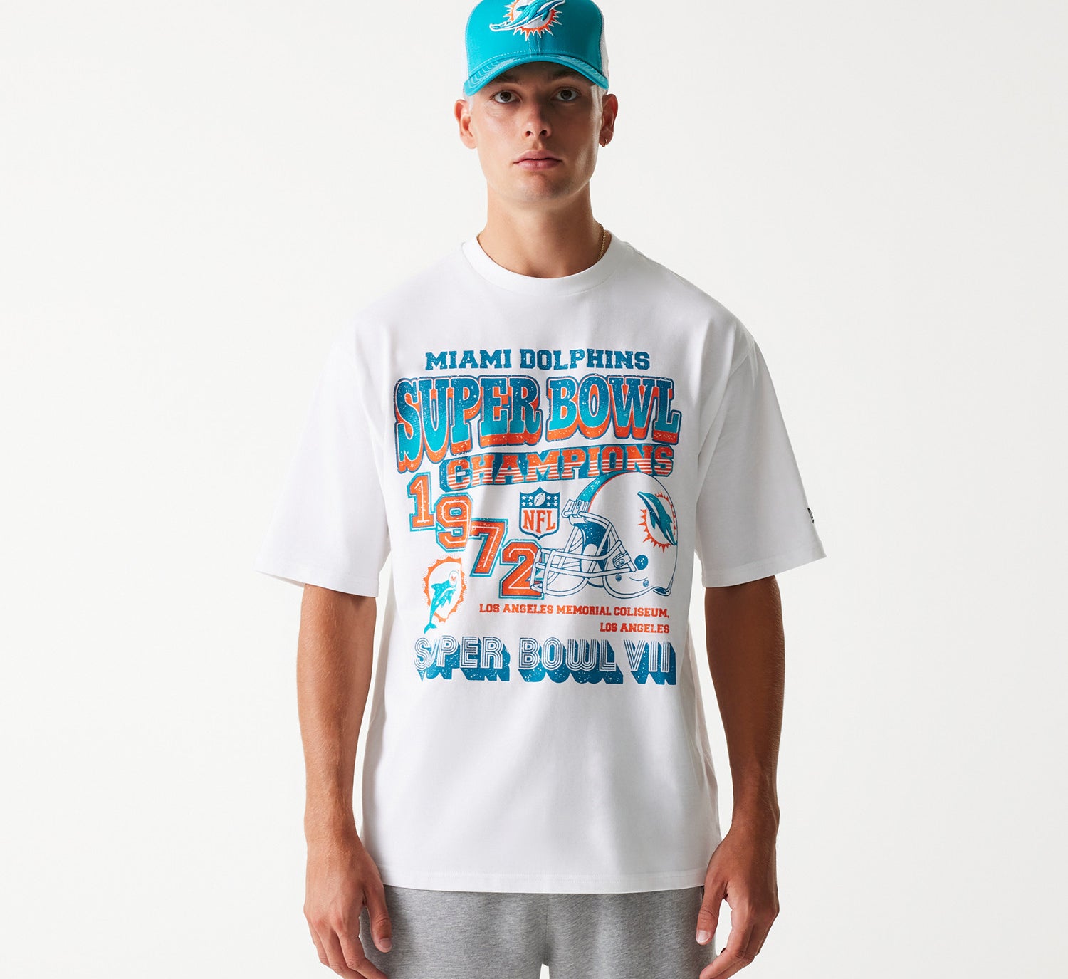 New Era - NFL SUPER BOWL - Oversize Tee - Miami Dolphins - White - Headz Up 