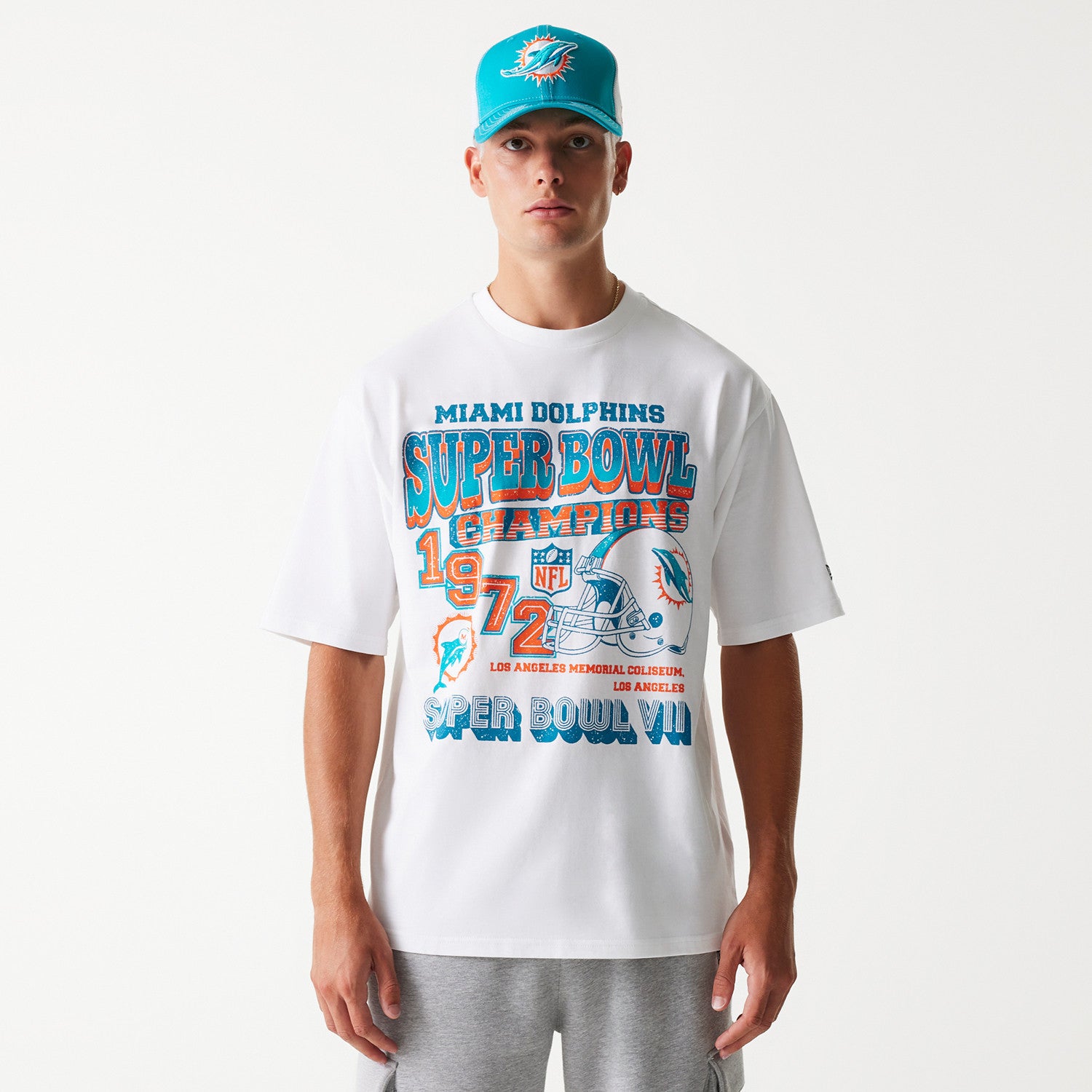 New Era - NFL SUPER BOWL - Oversize Tee - Miami Dolphins - White - Headz Up 