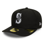 New Era - 59FIFTY Fitted A-Frame Cap - Seattle Mariners - SCRIPT SAFETY PIN - Precurved - Black - Headz Up 