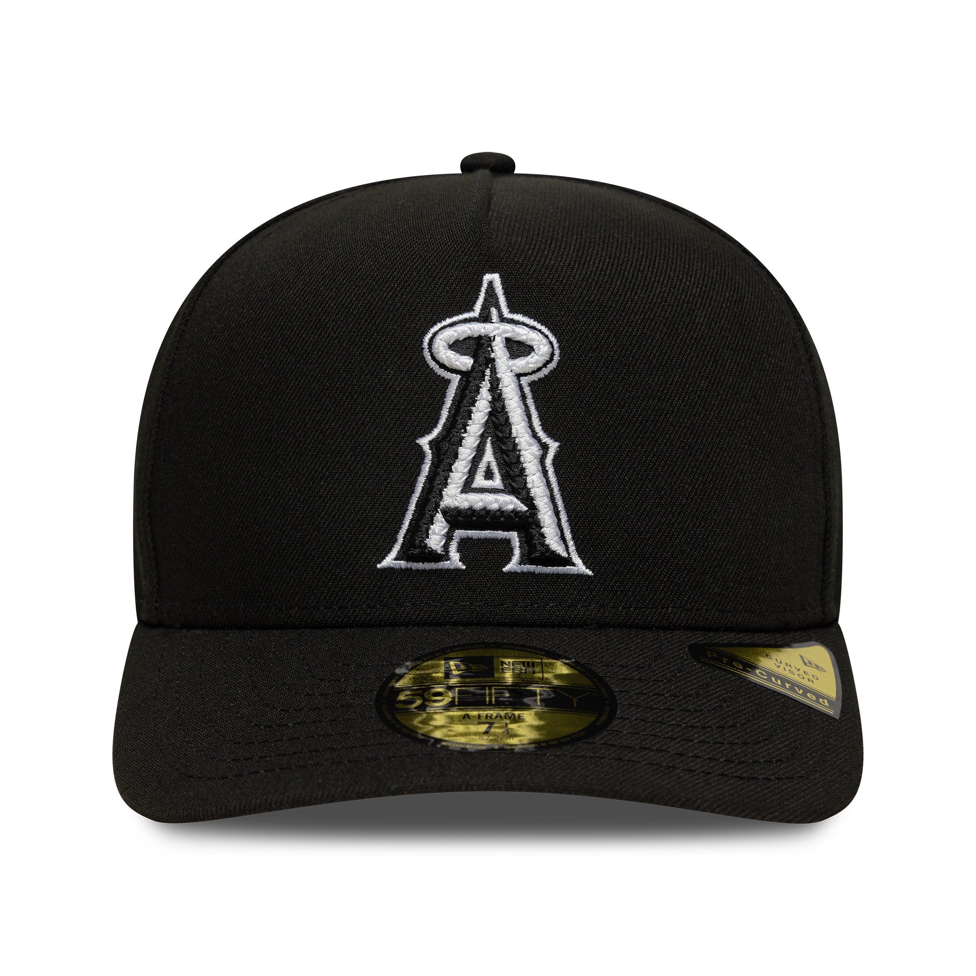 New Era - 59FIFTY Fitted A-Frame Cap - Anaheim Angels - SCRIPT SAFETY PIN - Precurved - Black - Headz Up 
