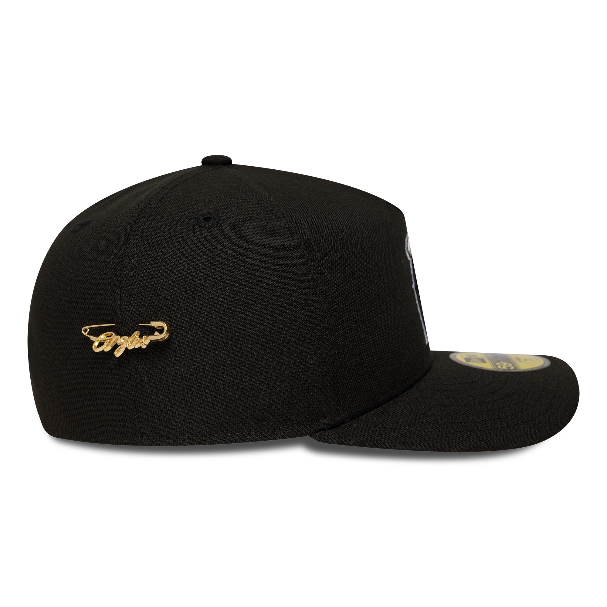 New Era - 59FIFTY Fitted A-Frame Cap - Anaheim Angels - SCRIPT SAFETY PIN - Precurved - Black - Headz Up 