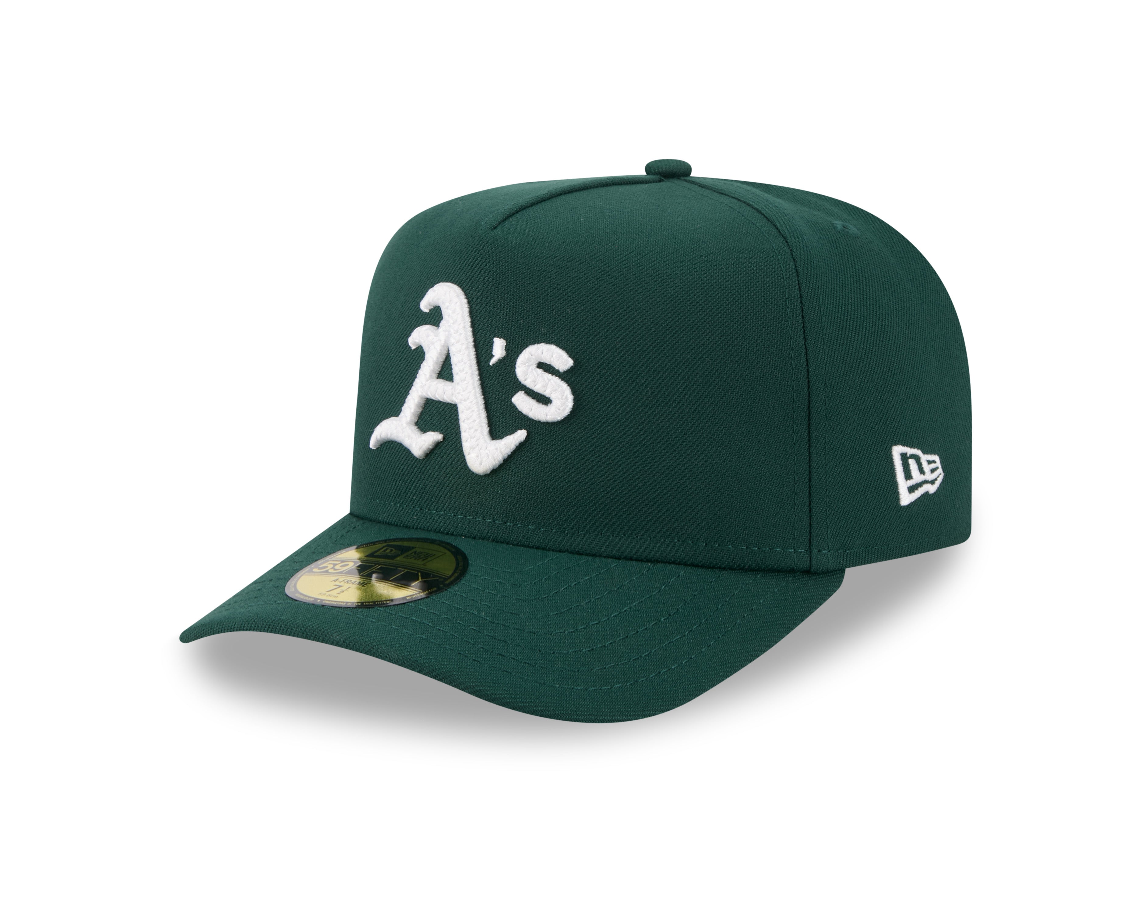 New Era - 59FIFTY Fitted A-Frame Cap - Oakland Athletics - SCRIPT SAFETY PIN - Precurved - Green - Headz Up 