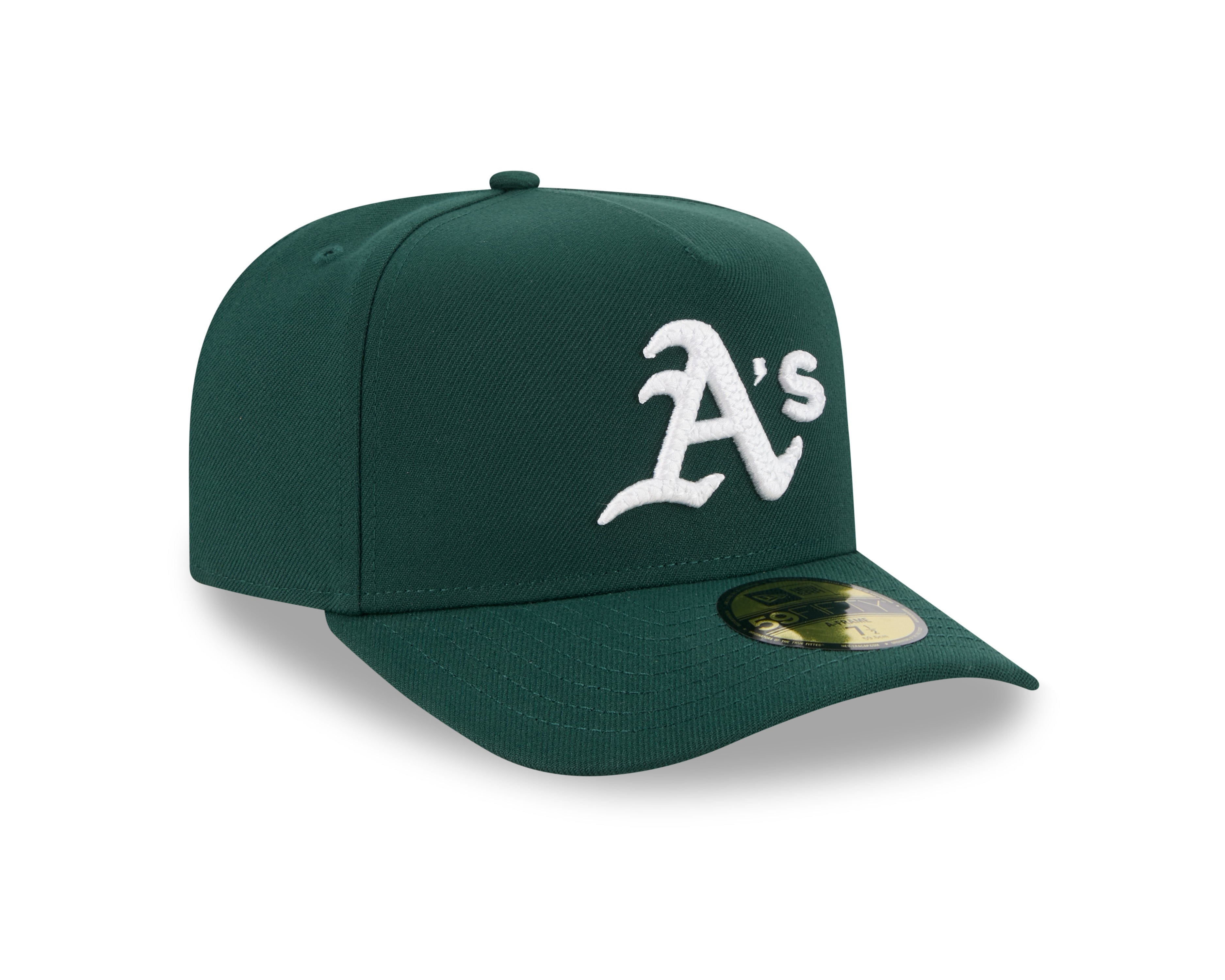 New Era - 59FIFTY Fitted A-Frame Cap - Oakland Athletics - SCRIPT SAFETY PIN - Precurved - Green - Headz Up 