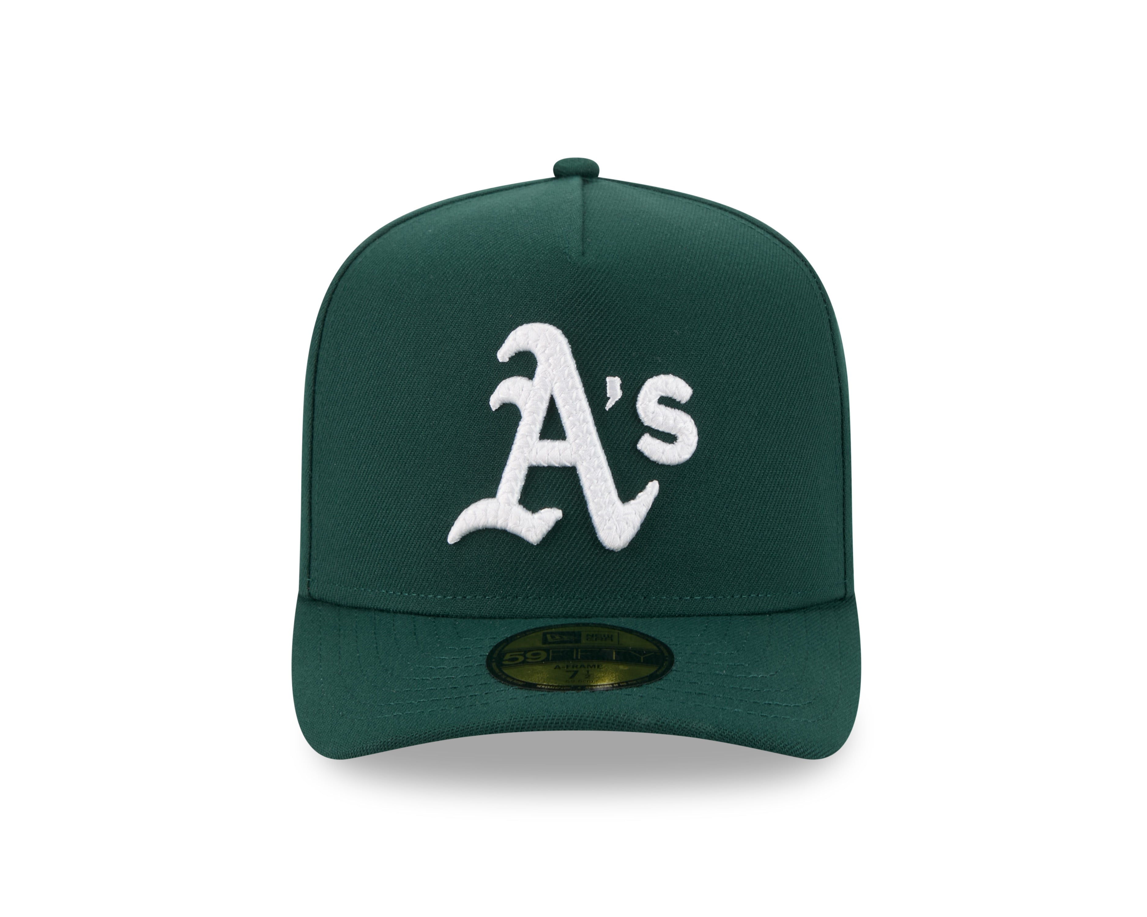 New Era - 59FIFTY Fitted A-Frame Cap - Oakland Athletics - SCRIPT SAFETY PIN - Precurved - Green - Headz Up 