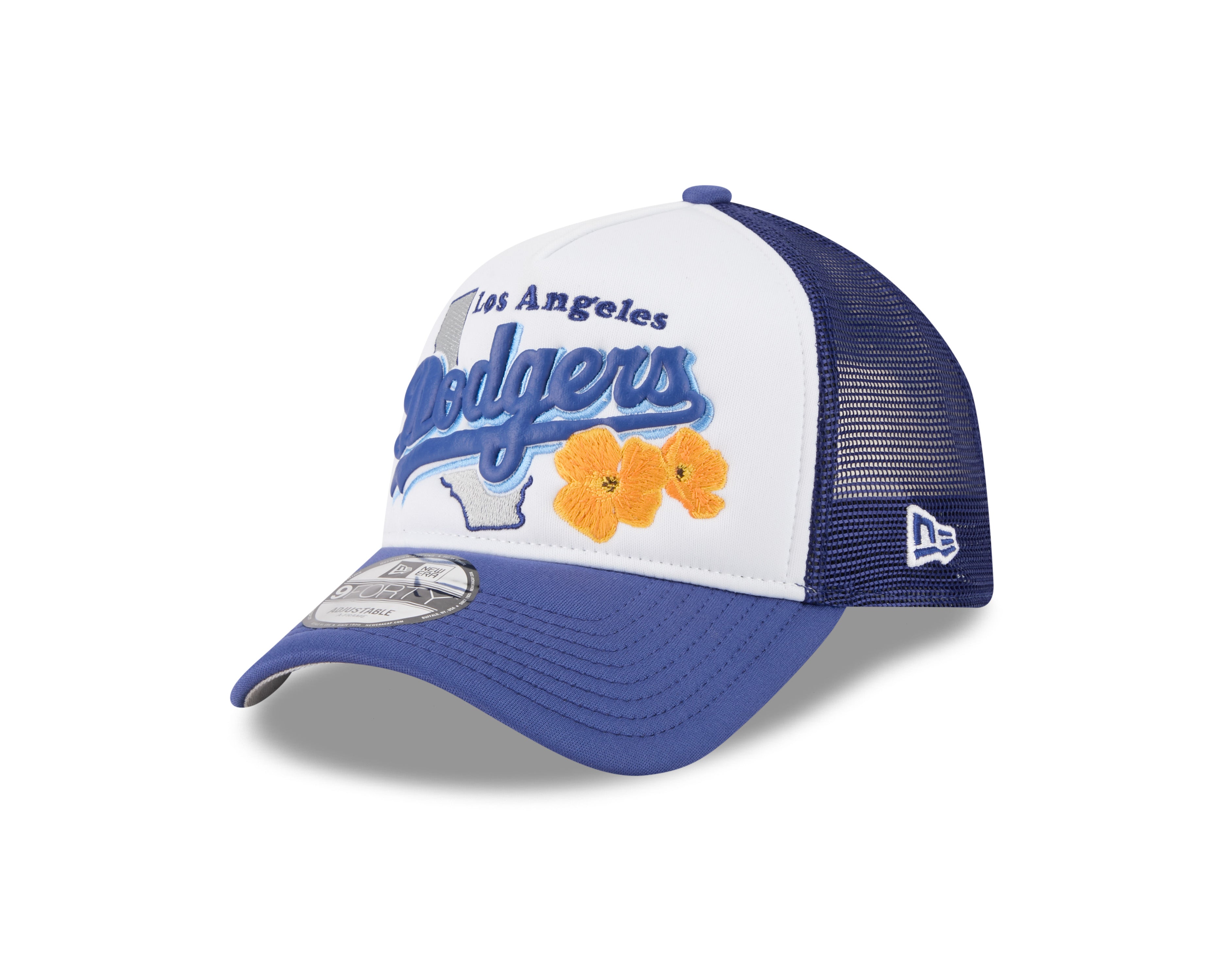 New Era - Los Angeles Dodgers - STATE FLOWER - Trucker Cap - White/Blue - Headz Up 