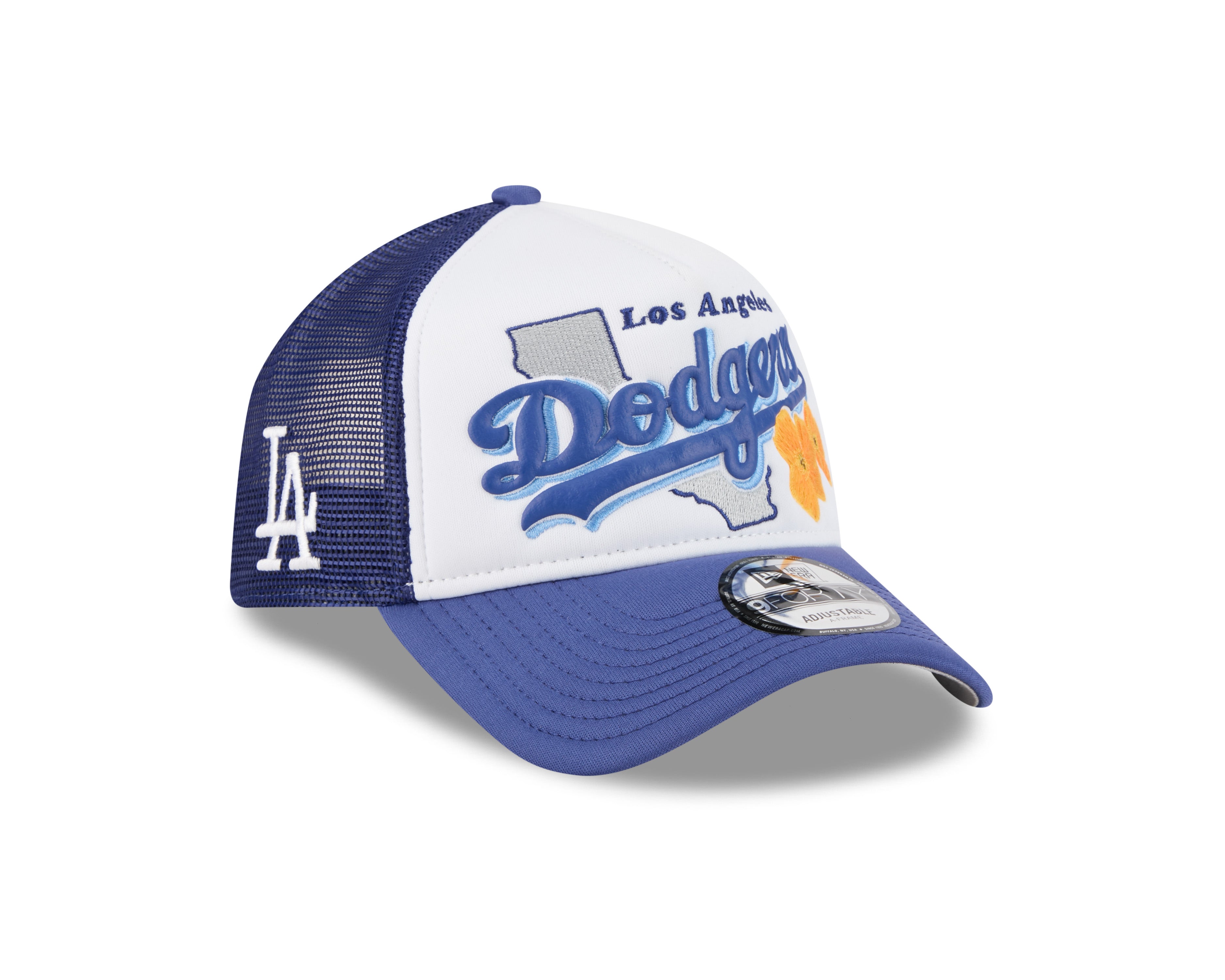 New Era - Los Angeles Dodgers - STATE FLOWER - Trucker Cap - White/Blue - Headz Up 
