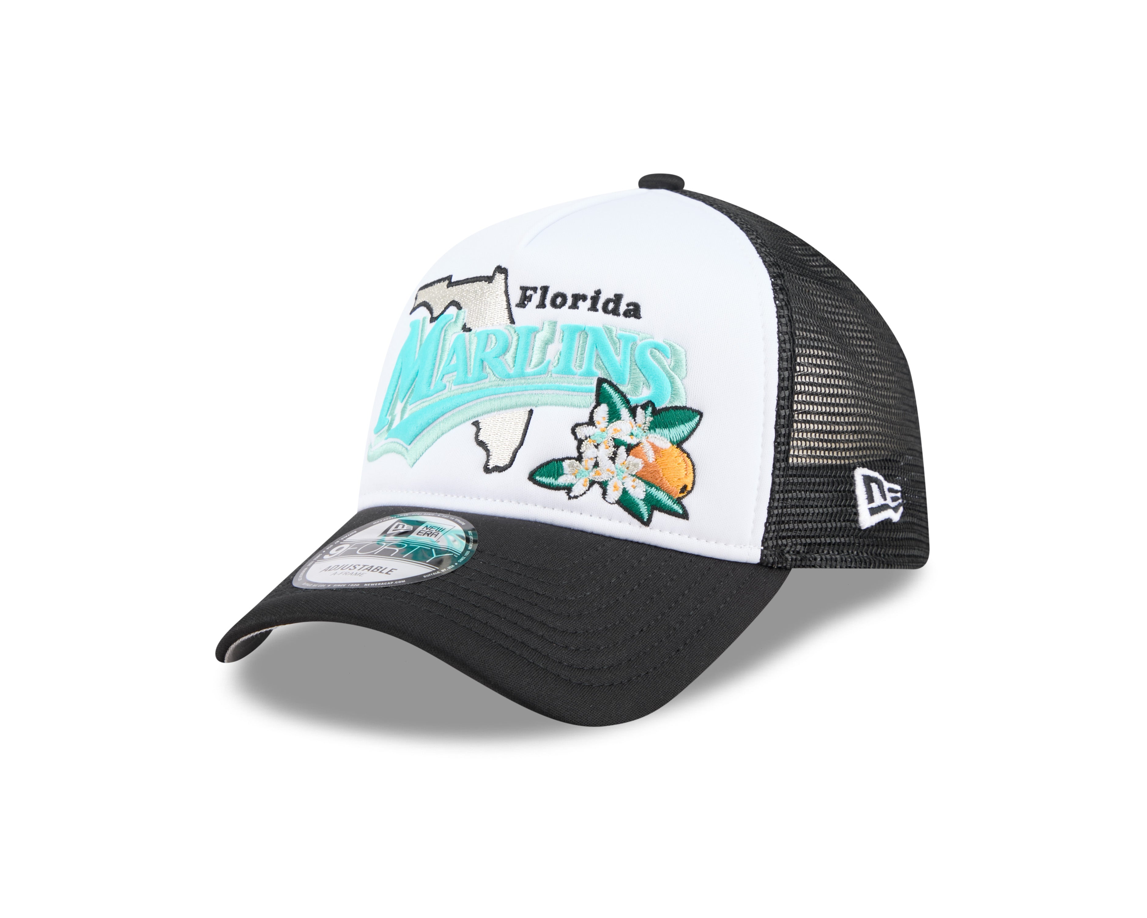 New Era - Florida Marlins - STATE FLOWER - Trucker Cap - White/Black - Headz Up 