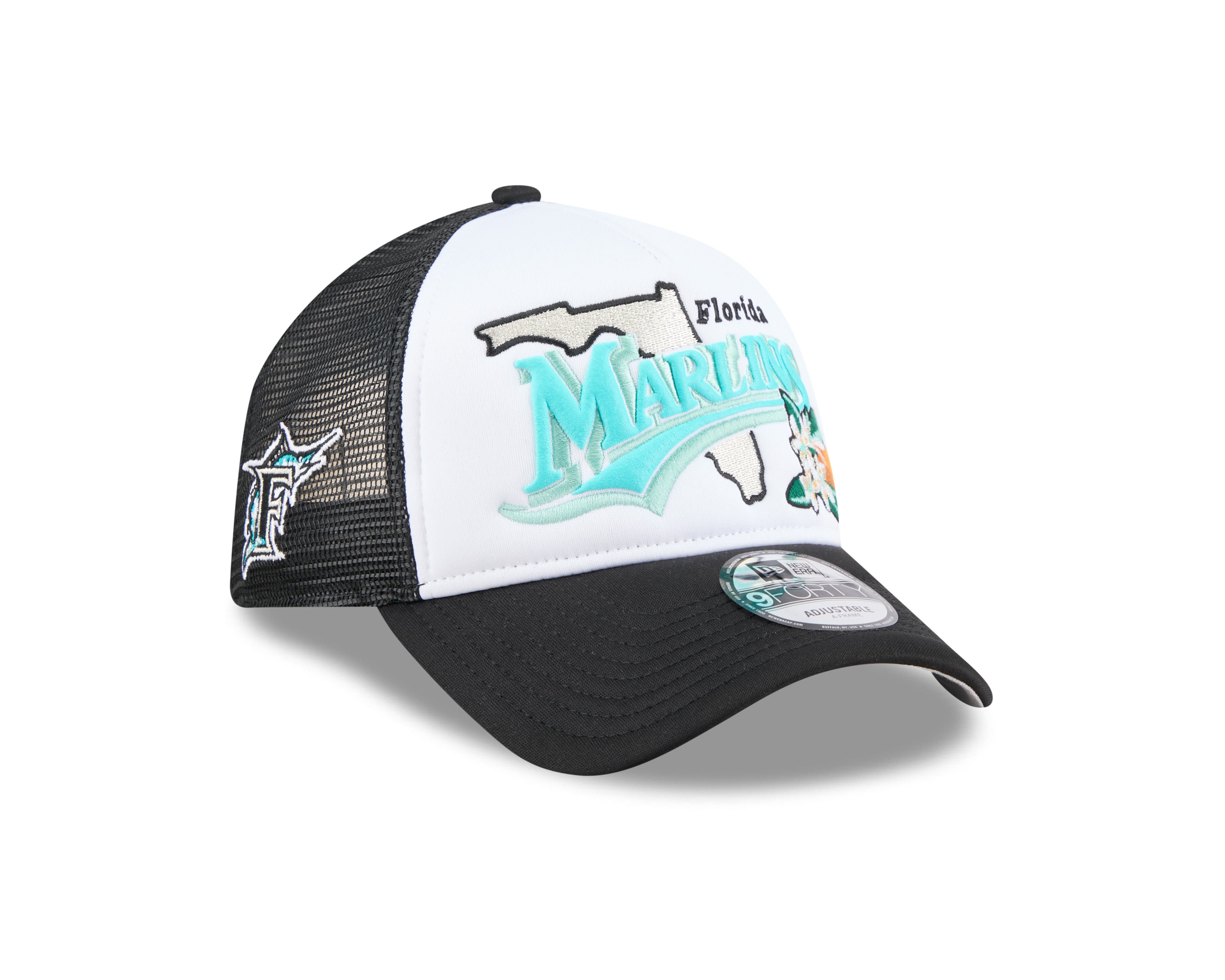 New Era - Florida Marlins - STATE FLOWER - Trucker Cap - White/Black - Headz Up 