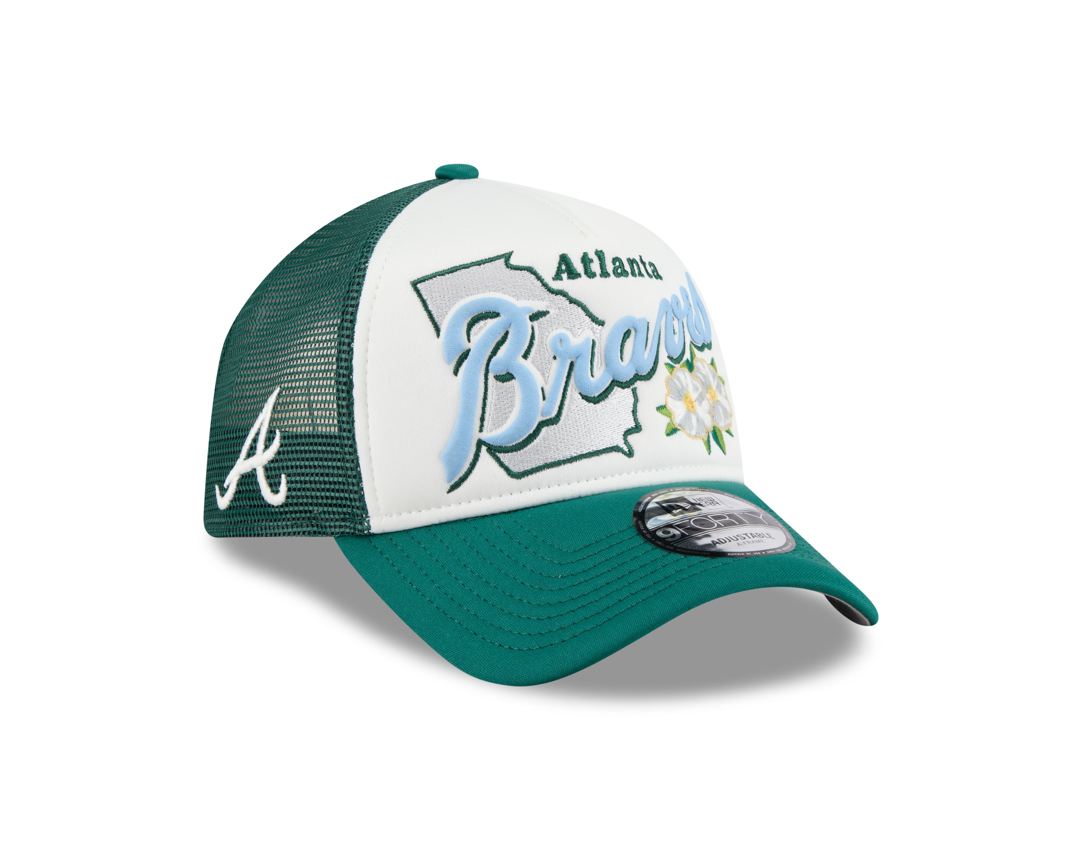 New Era - Atlanta Braves - STATE FLOWER - Trucker Cap - White/Green - Headz Up 