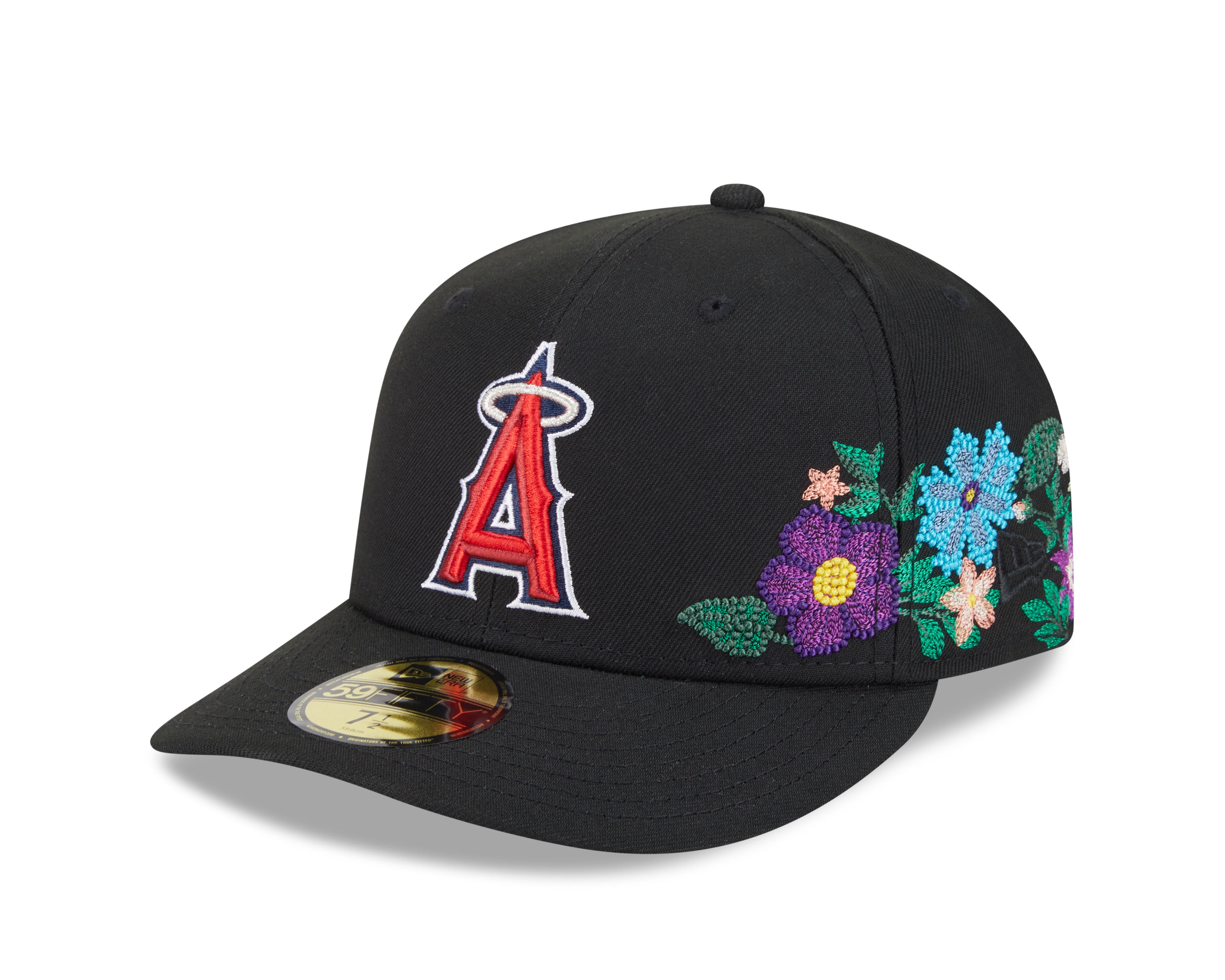 New Era - 59FIFTY Fitted Cap - Anaheim Angels - TONAL FLORAL - Black - Headz Up 