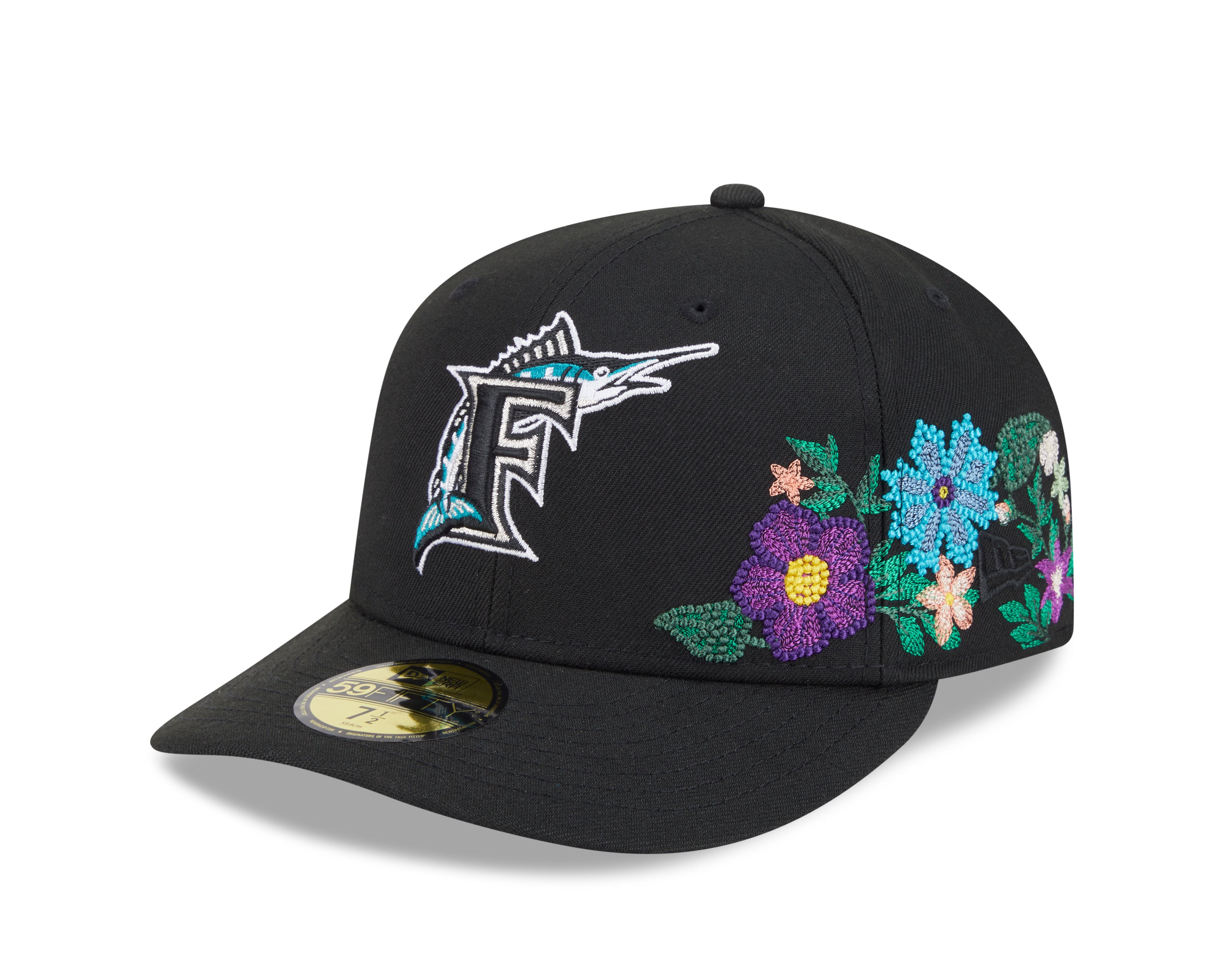 New Era - 59FIFTY Fitted Cap - Florida Marlins - TONAL FLORAL - Black - Headz Up 