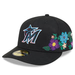 New Era - 59FIFTY Fitted Cap - Miami Marlins - TONAL FLORAL - Black - Headz Up 