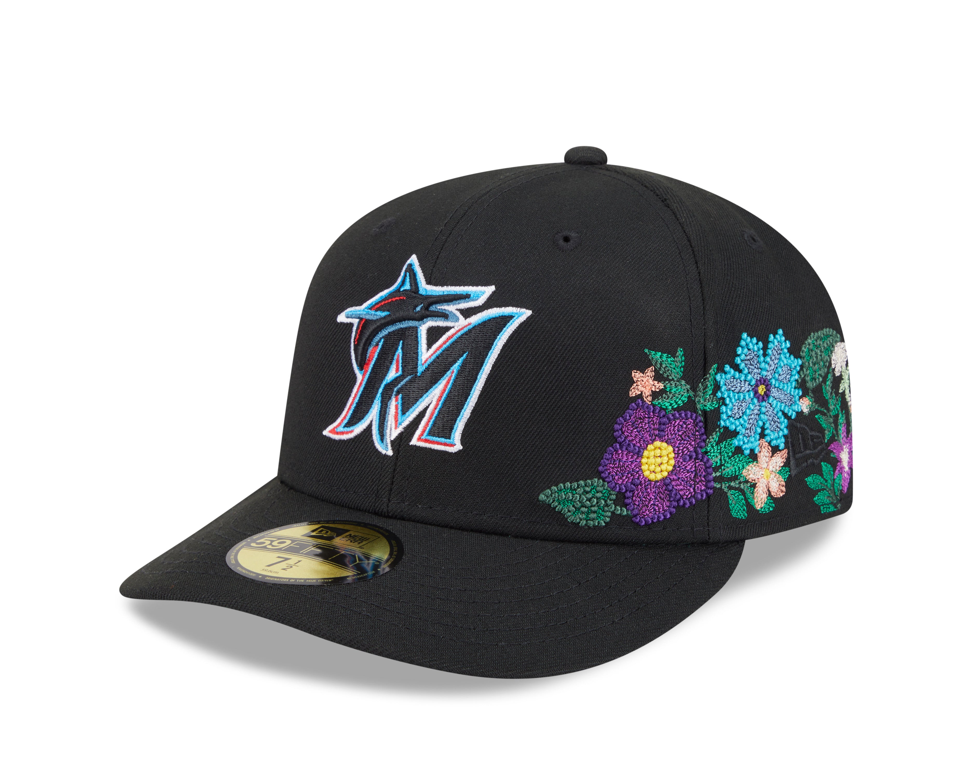 New Era - 59FIFTY Fitted Cap - Miami Marlins - TONAL FLORAL - Black - Headz Up 
