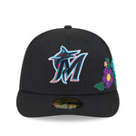New Era - 59FIFTY Fitted Cap - Miami Marlins - TONAL FLORAL - Black - Headz Up 
