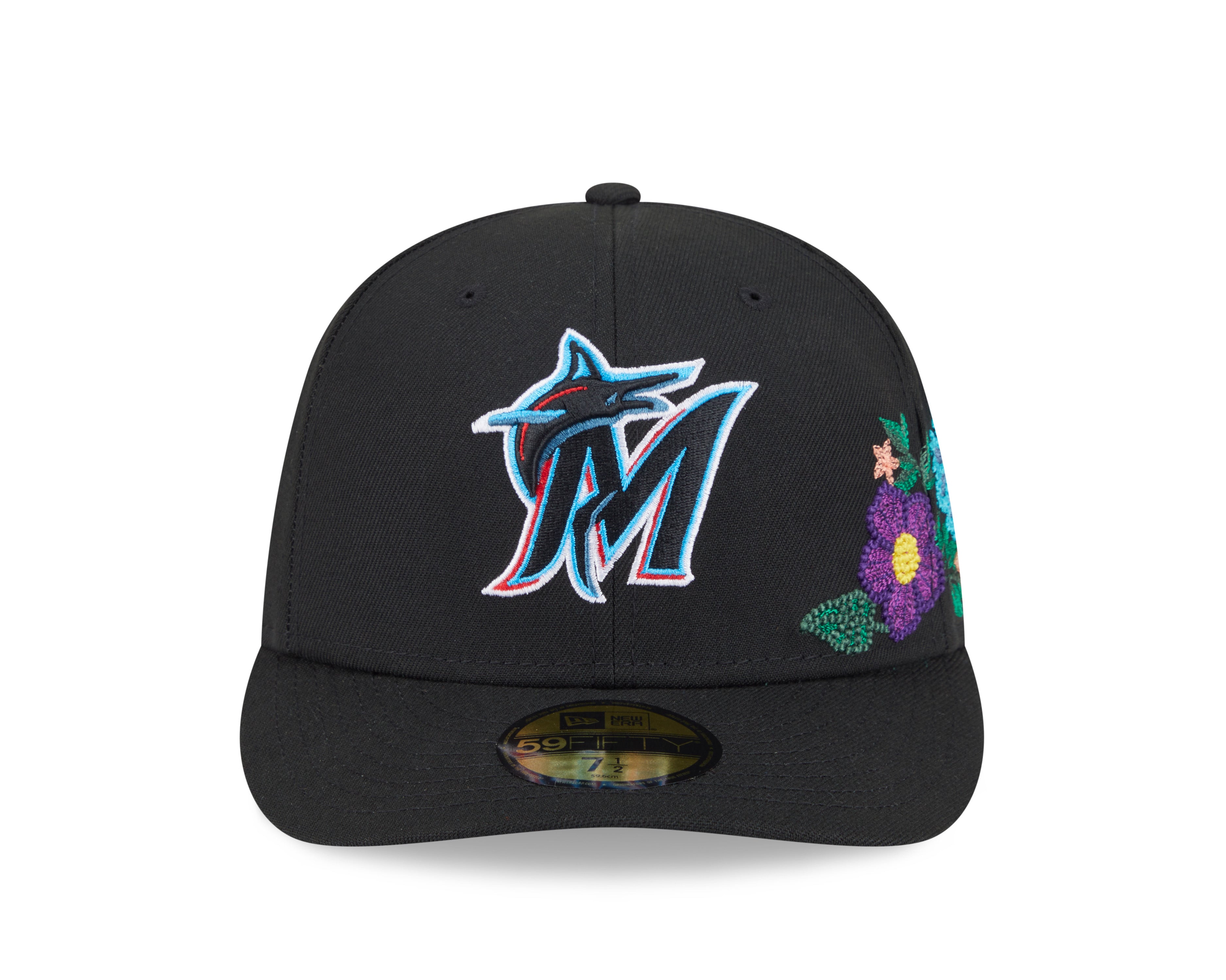 New Era - 59FIFTY Fitted Cap - Miami Marlins - TONAL FLORAL - Black - Headz Up 