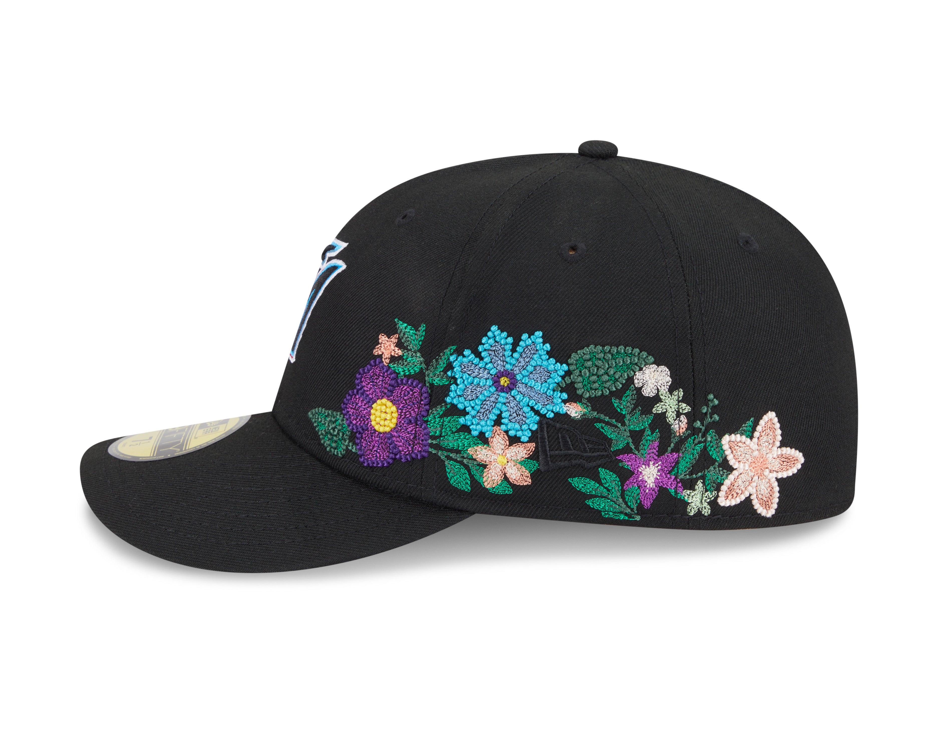 New Era - 59FIFTY Fitted Cap - Miami Marlins - TONAL FLORAL - Black - Headz Up 