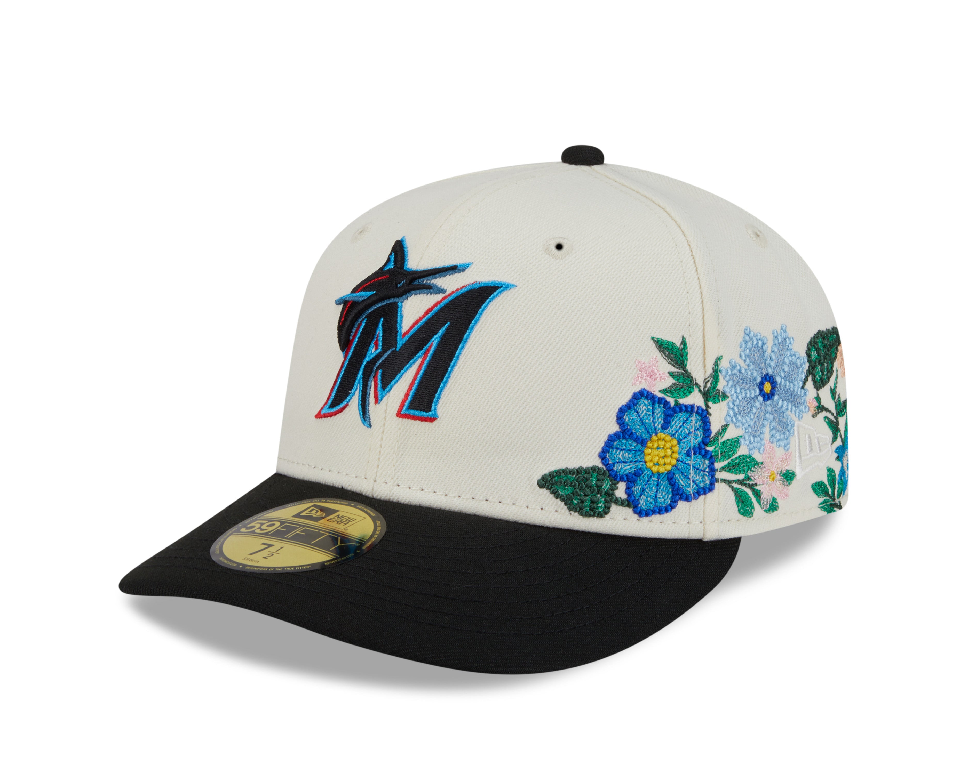 New Era - 59FIFTY Fitted Cap - Miami Marlins - TONAL FLORAL - Chrome - Headz Up 