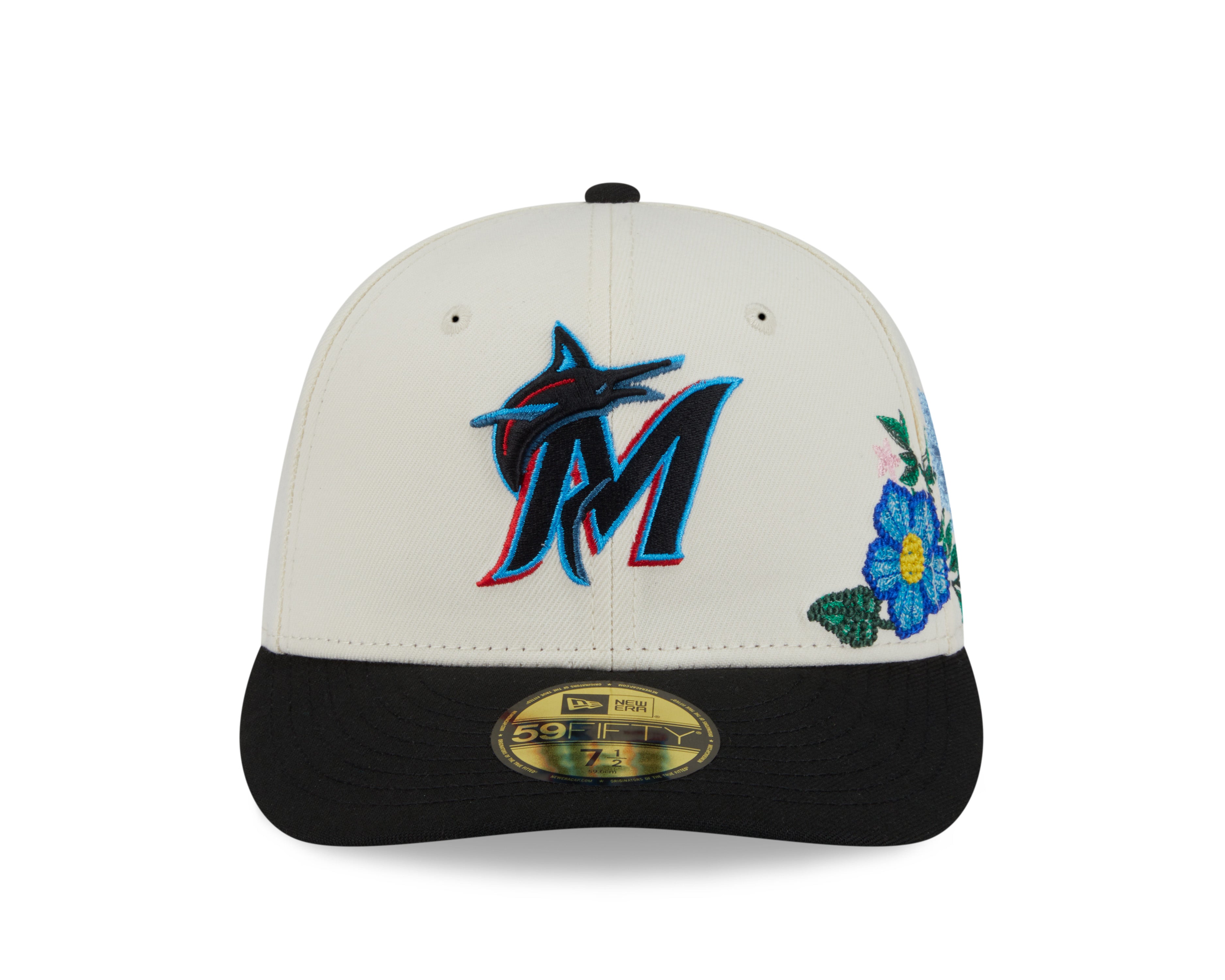 New Era - 59FIFTY Fitted Cap - Miami Marlins - TONAL FLORAL - Chrome - Headz Up 