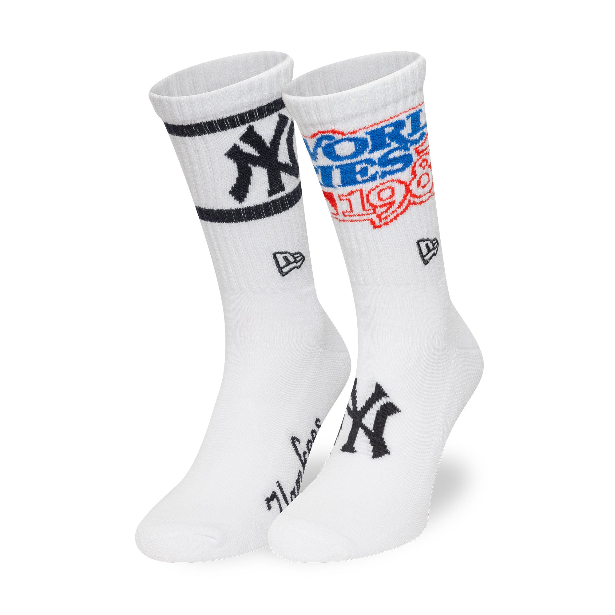 New Era - MLB WS Crew Socks - 2 Pack - New York Yankees - White - Headz Up 