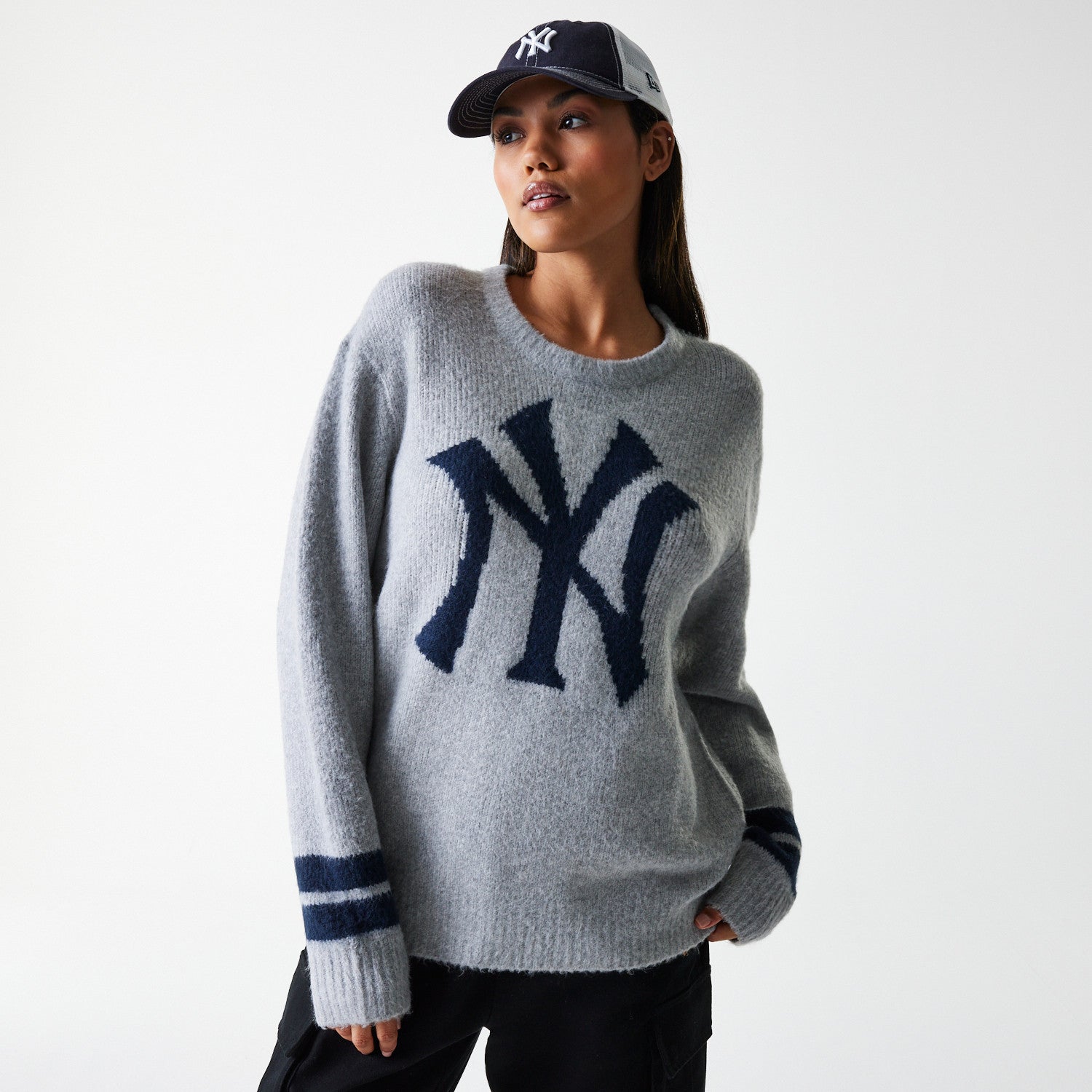 New Era - MLB KNIT SWEATER - New York Yankees - Grey Med - Headz Up 