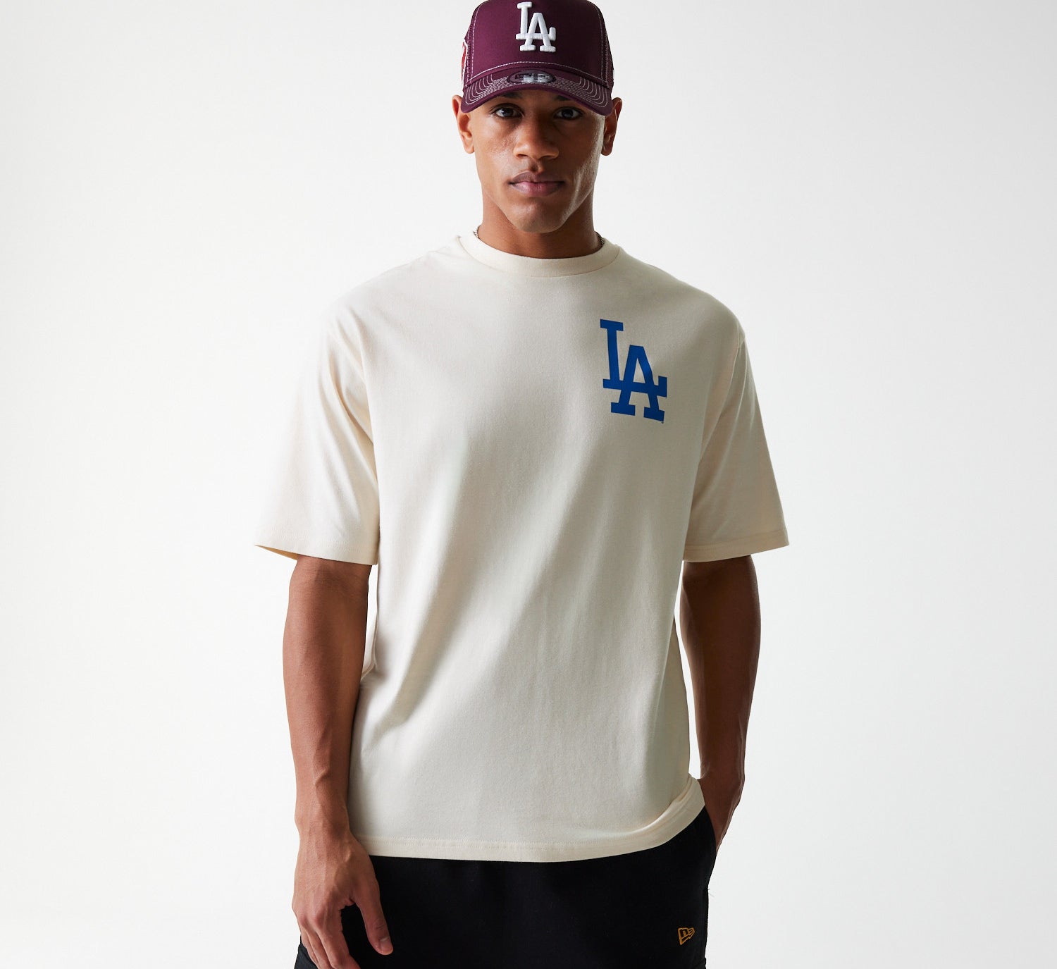 New Era - MLB Baseball Graphic OS Tee - Los Angeles Dodgers - Light beige - Headz Up 
