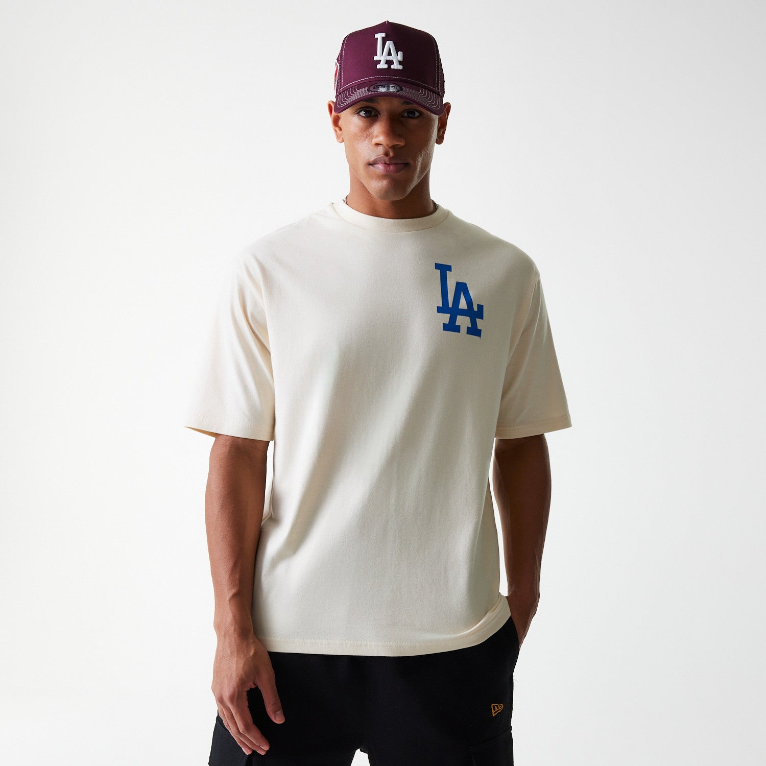 New Era - MLB Baseball Graphic OS Tee - Los Angeles Dodgers - Light beige - Headz Up 