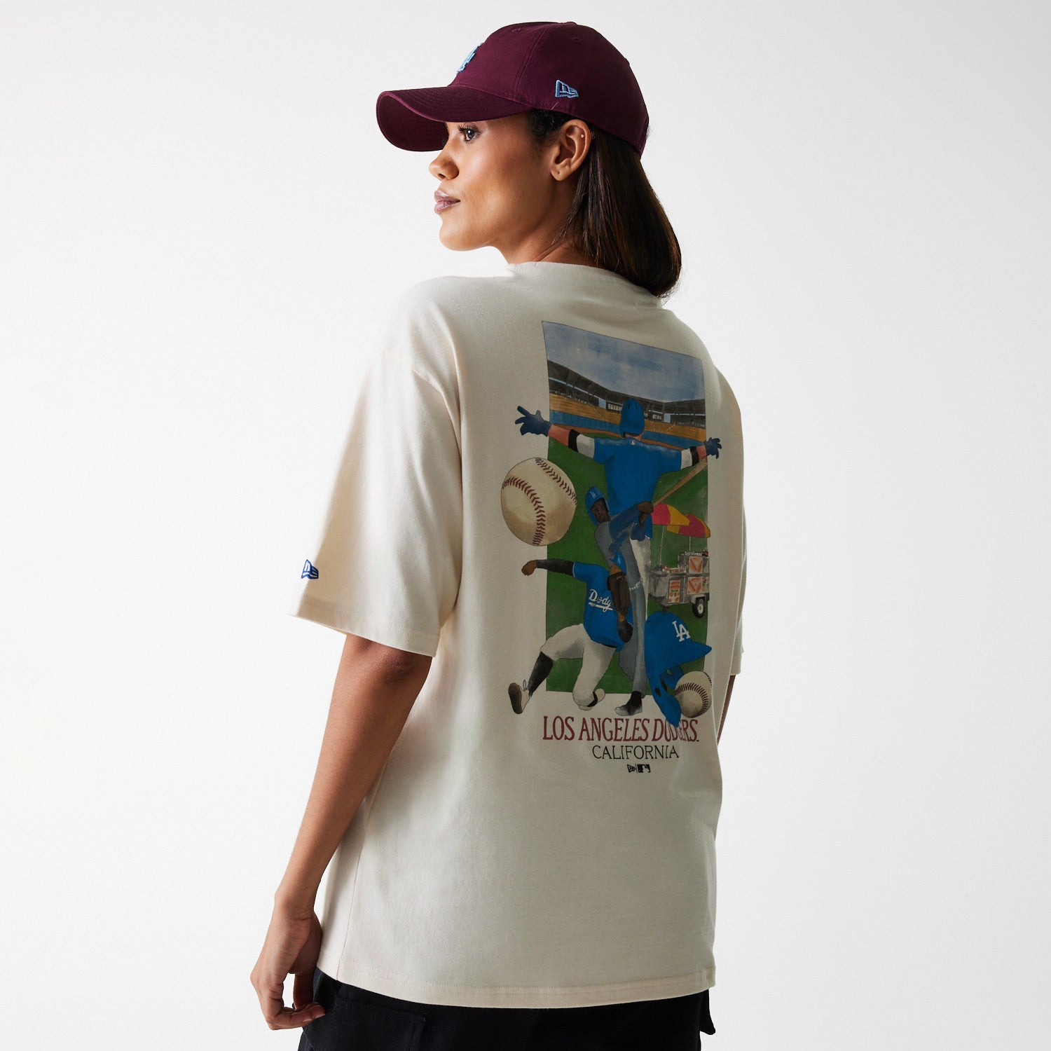 New Era - MLB Baseball Graphic OS Tee - Los Angeles Dodgers - Light beige - Headz Up 