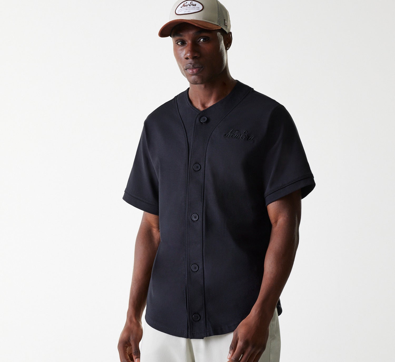 New Era - NE PINSTRIPE JERSEY TEE - Black - Headz Up 