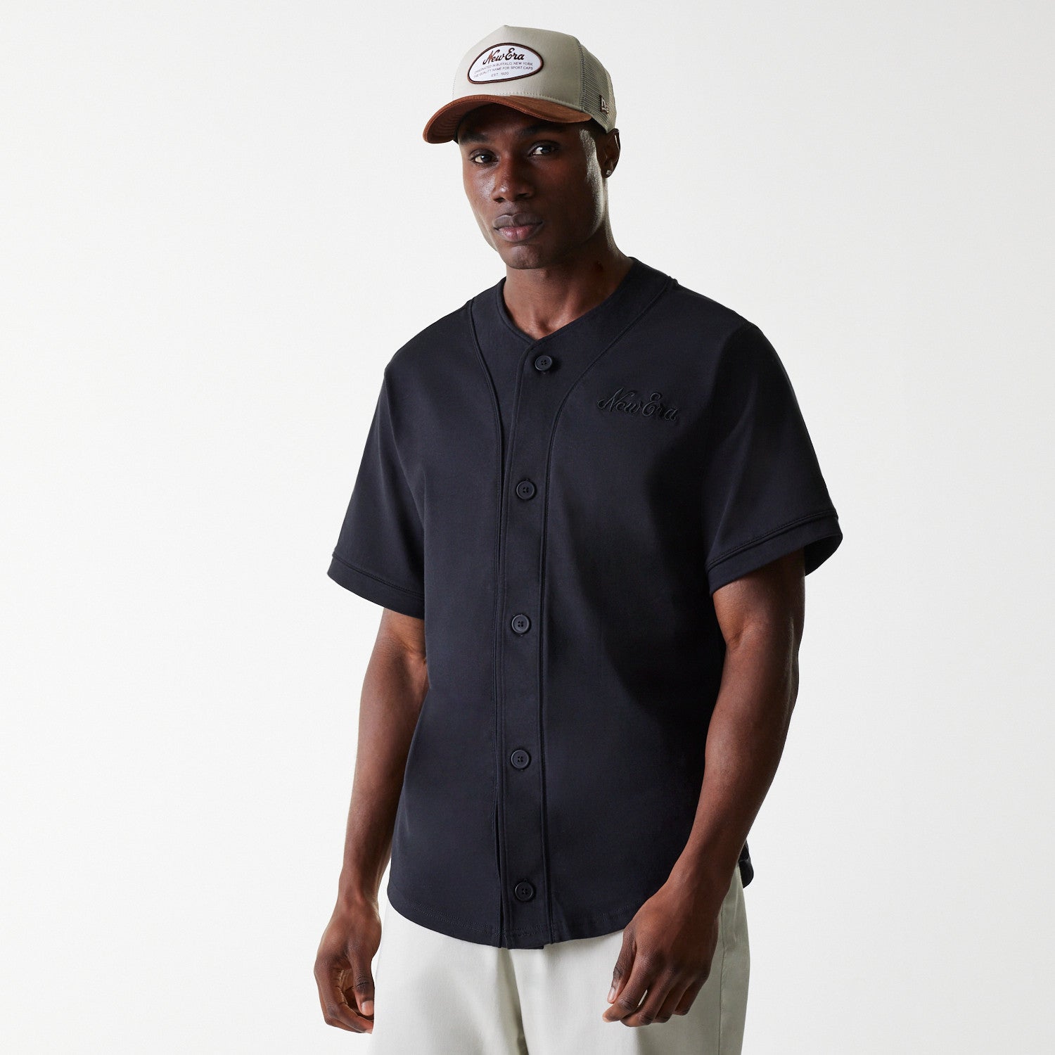 New Era - NE PINSTRIPE JERSEY TEE - Black - Headz Up 