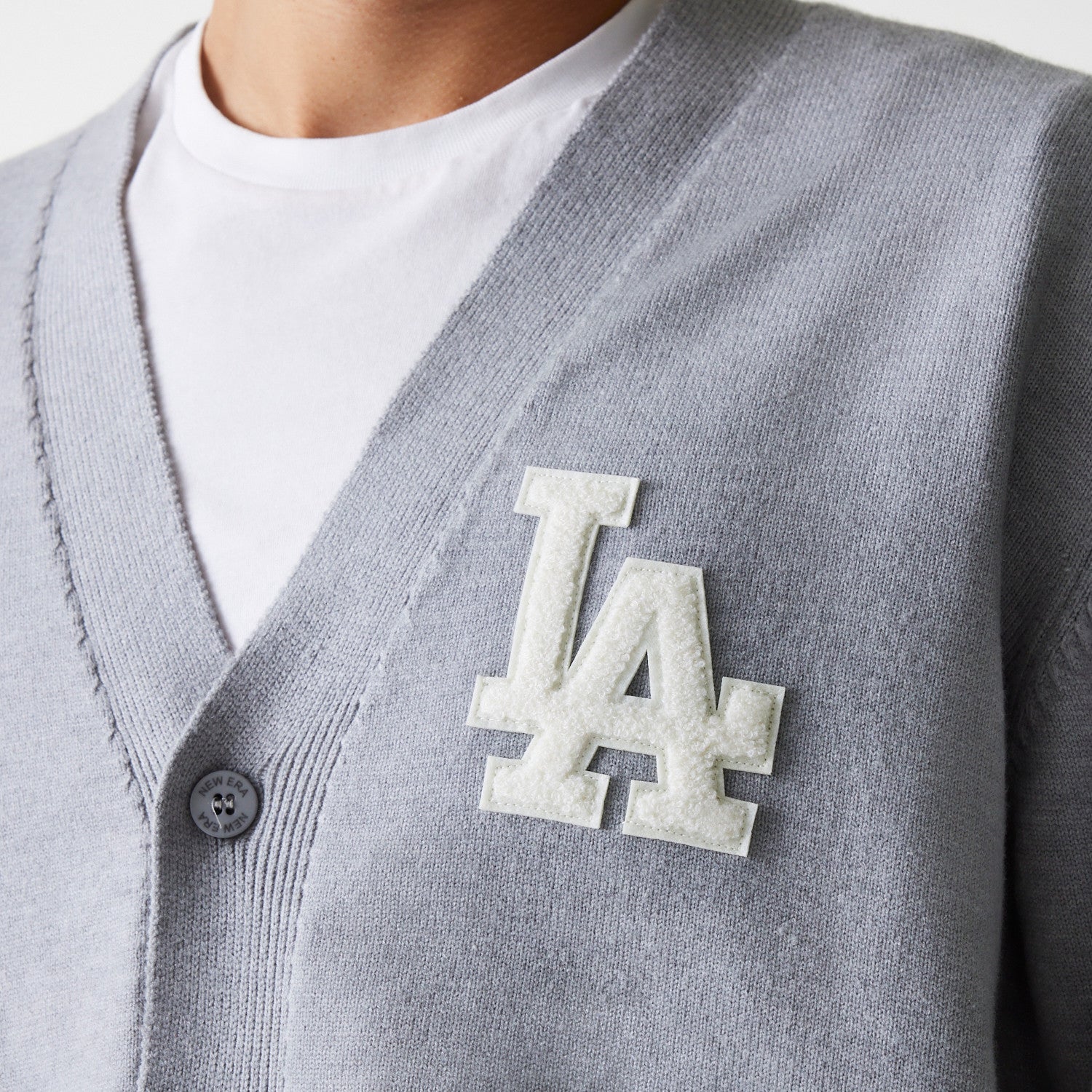New Era - MLB KNIT CARDIGAN - Los Angeles Dodgers - Grey Med - Headz Up 