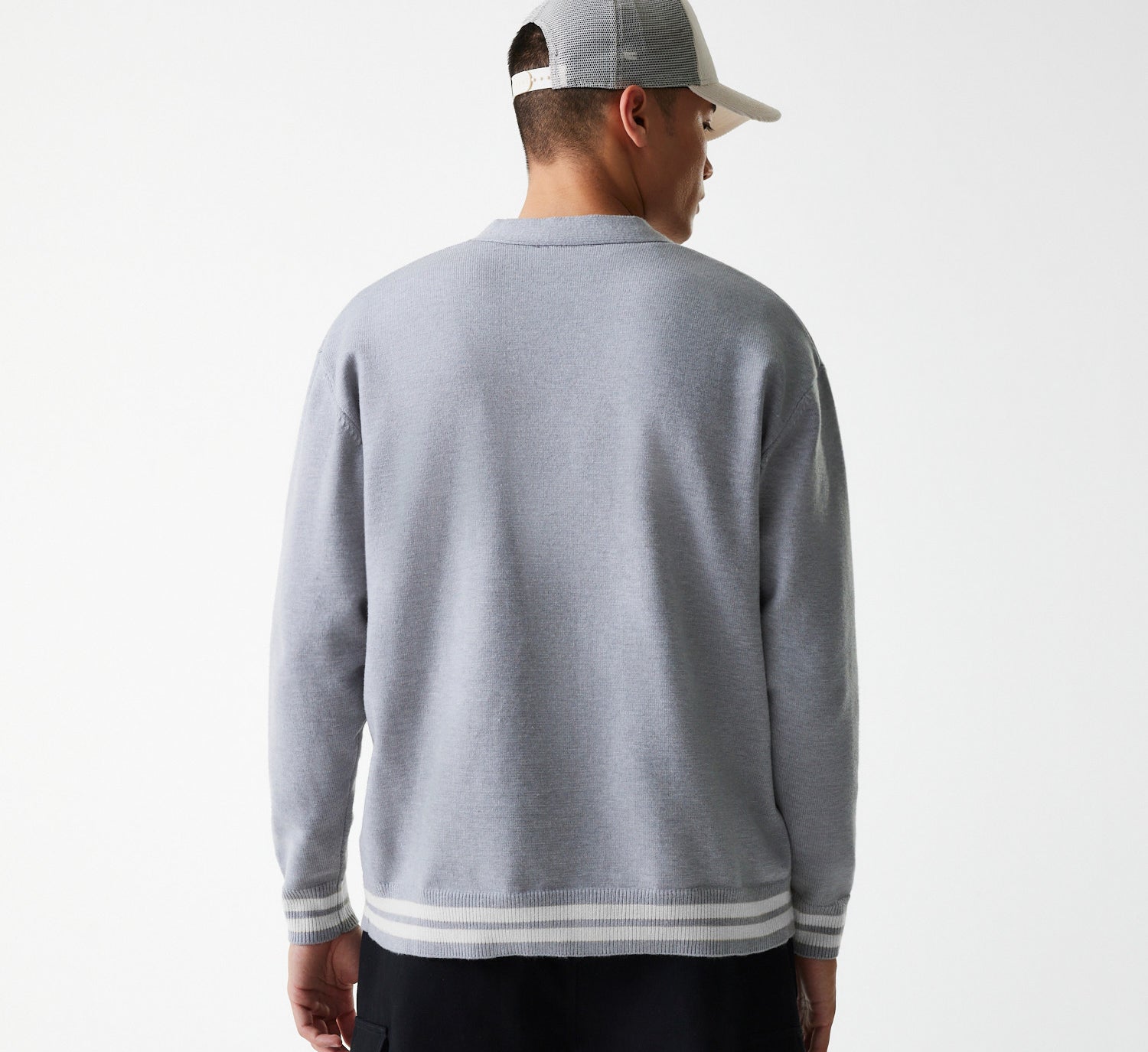 New Era - MLB KNIT CARDIGAN - Los Angeles Dodgers - Grey Med - Headz Up 