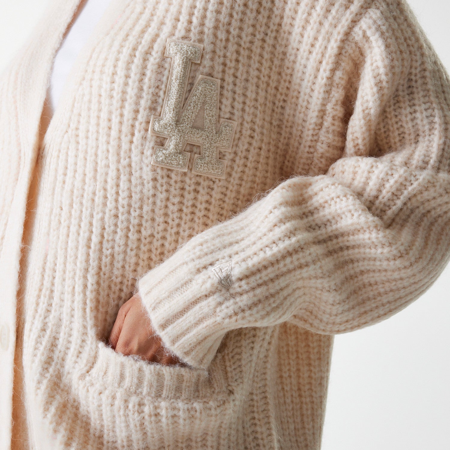 New Era - WMNS MLB KNIT CARDIGAN -	Los Angeles Dodgers - Light Beige - Headz Up 