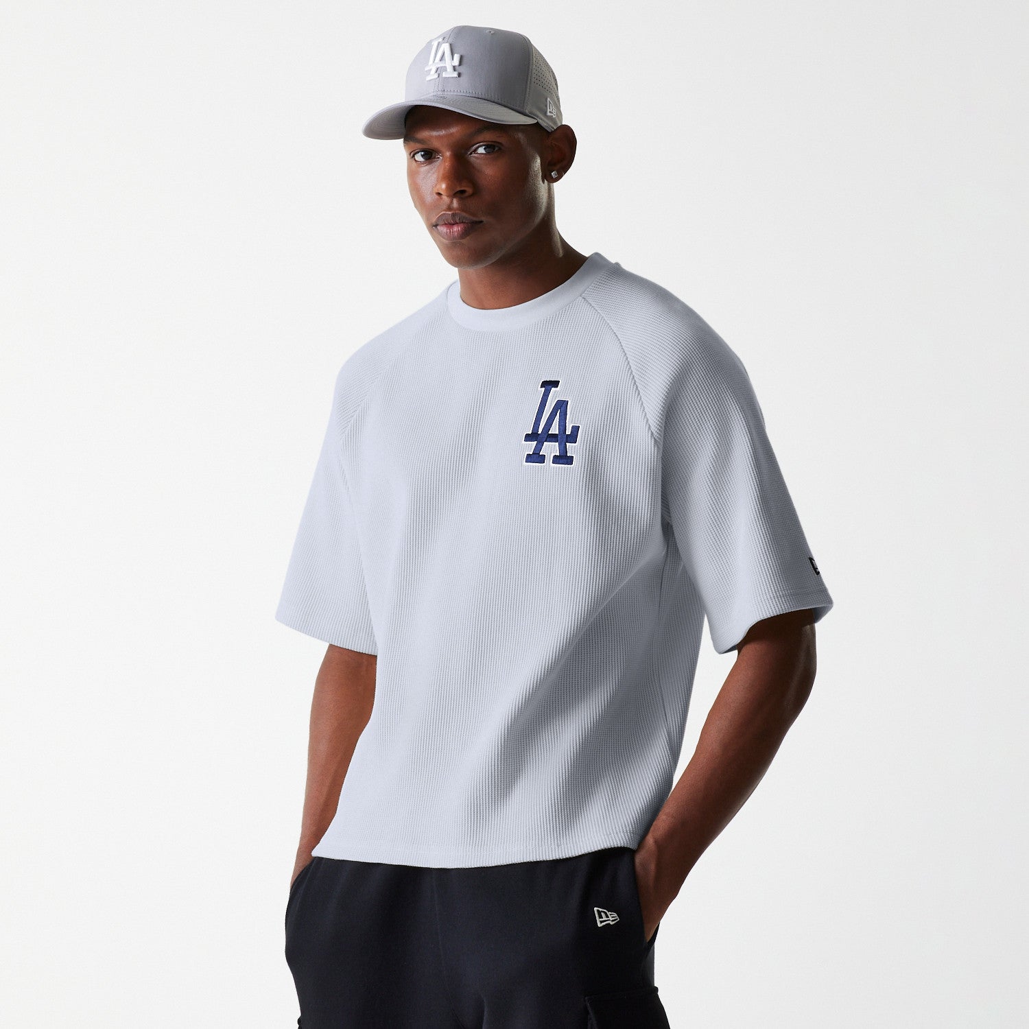 New Era - MLB WAFFLE OS TEE - Los Angeles Dodgers - Grey - Headz Up 