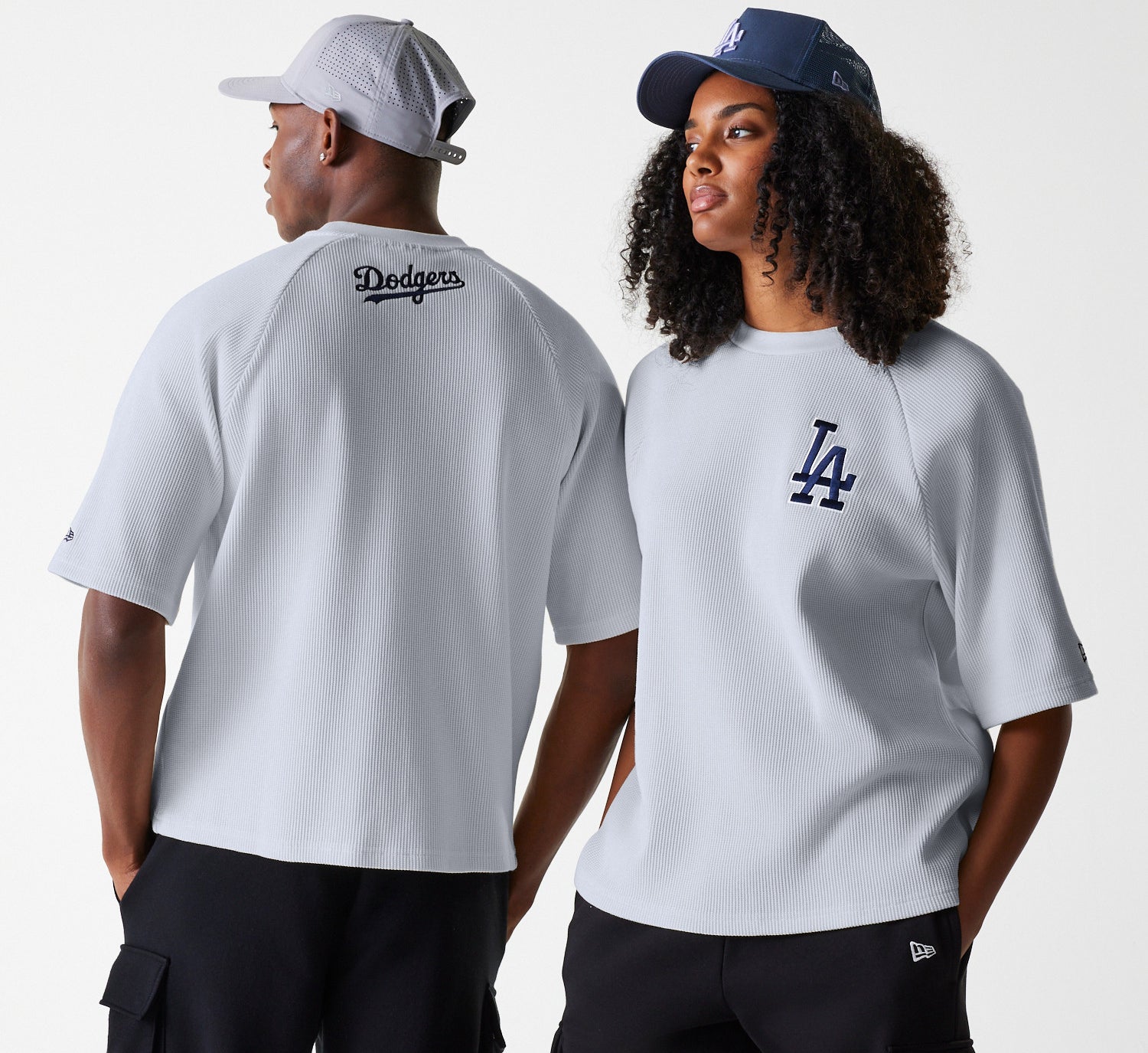 New Era - MLB WAFFLE OS TEE - Los Angeles Dodgers - Grey - Headz Up 