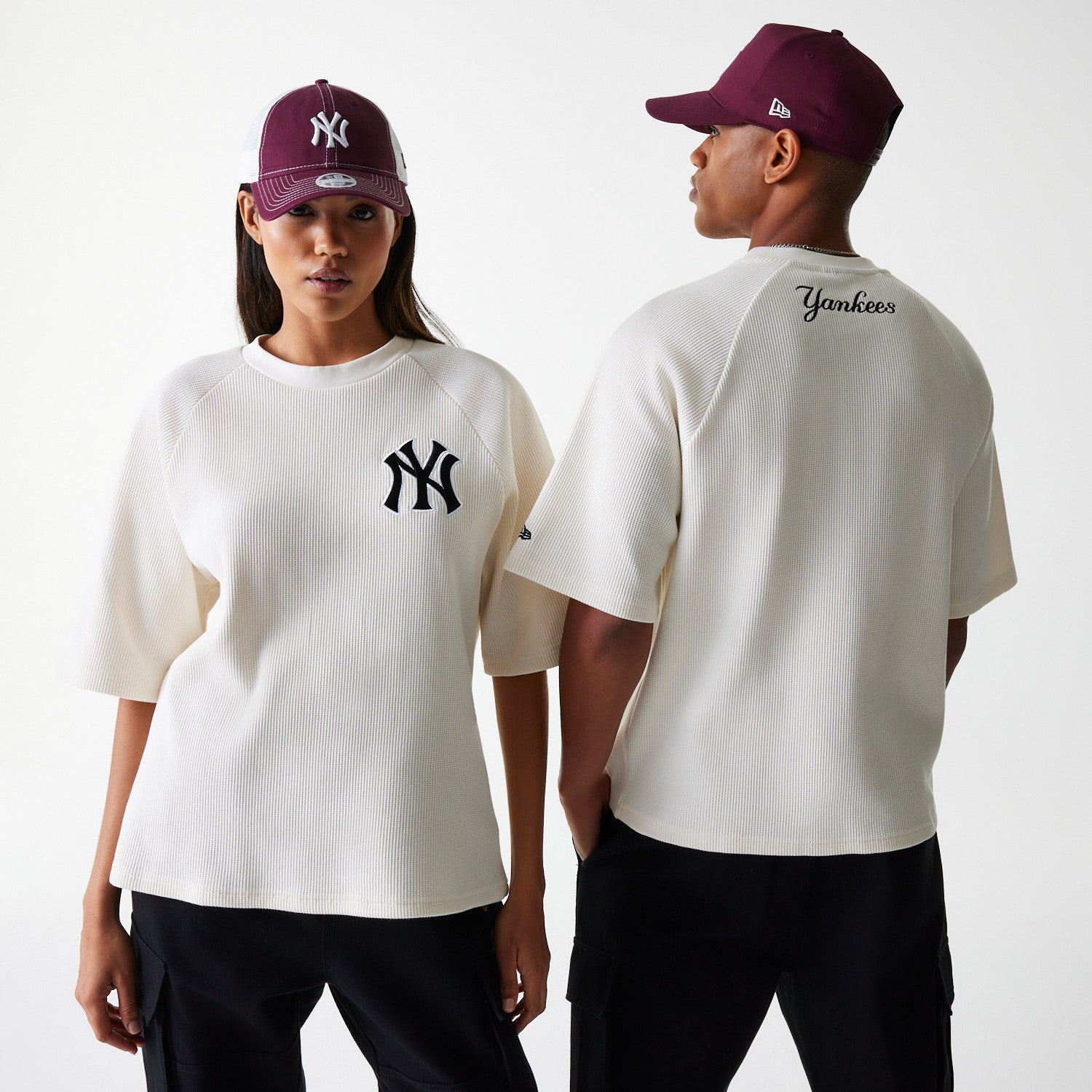 New Era - MLB WAFFLE OS TEE - NEW YORK YANKEES - Open White - Headz Up 