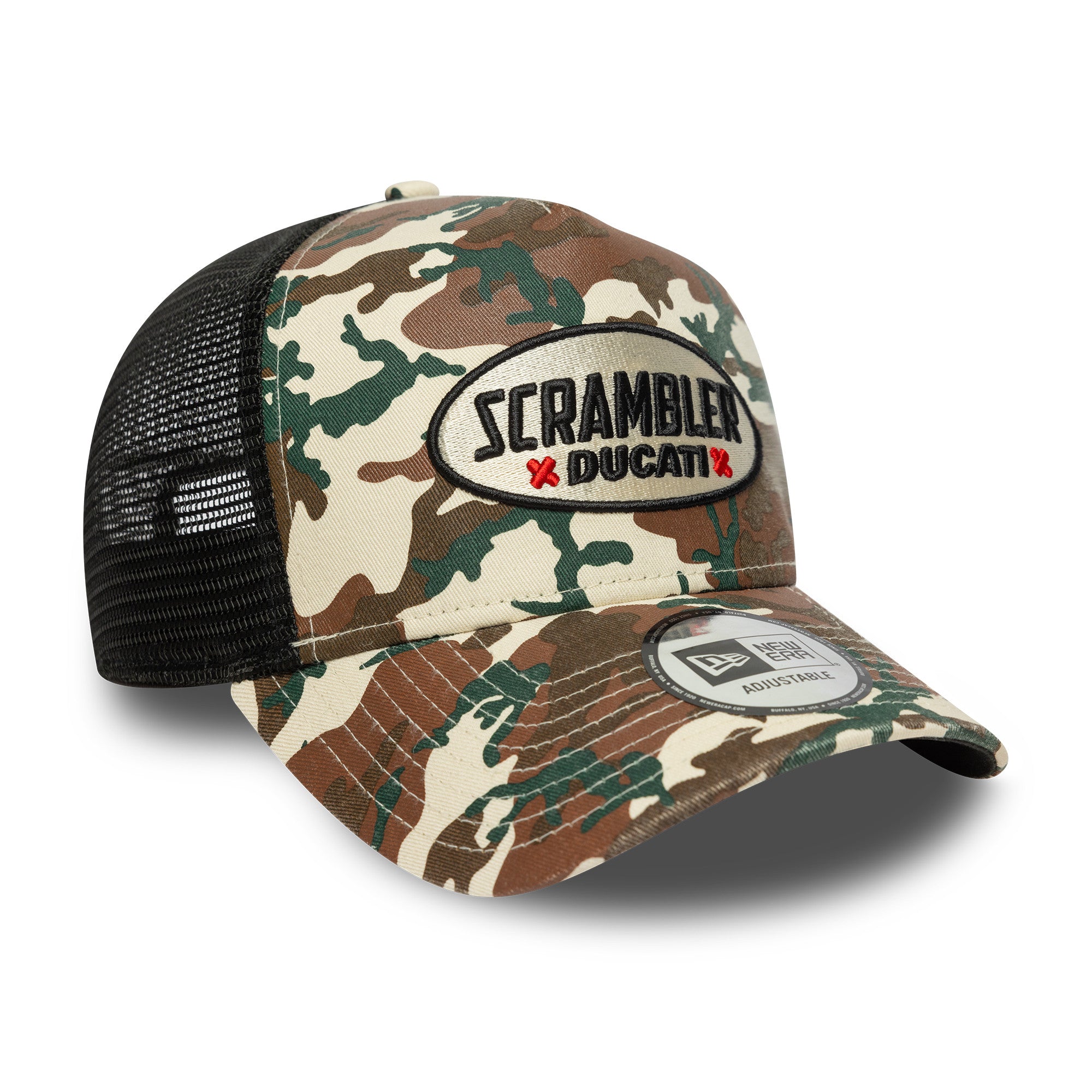 New Era - SCRAMBLER  E-Frame Trucker Cap - Ducati Motor - Chrome Camo - Headz Up 