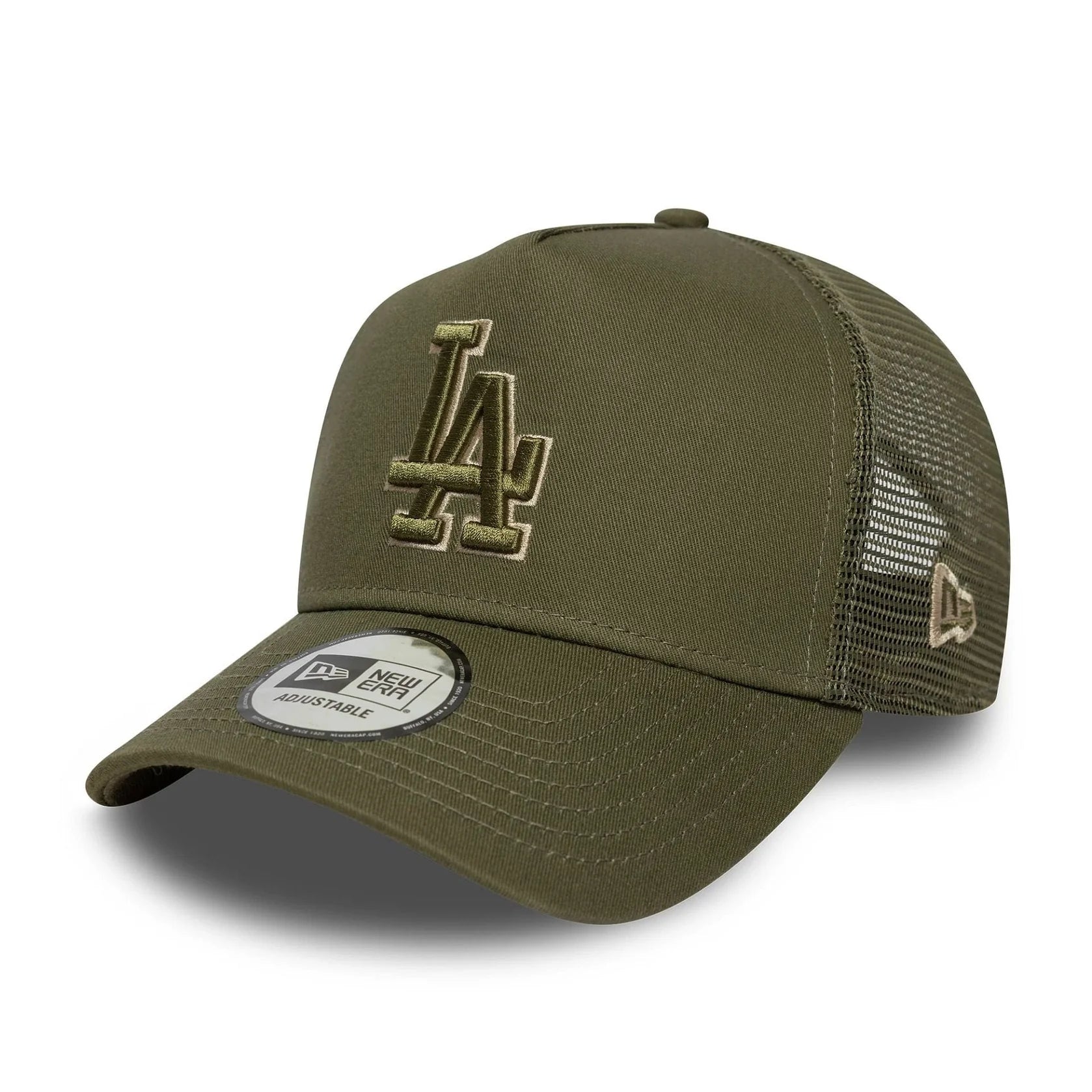 New Era - 9FORTY E-Frame - OUTLINE - Trucker Cap - Los Angeles Dodgers - Olive - Headz Up 