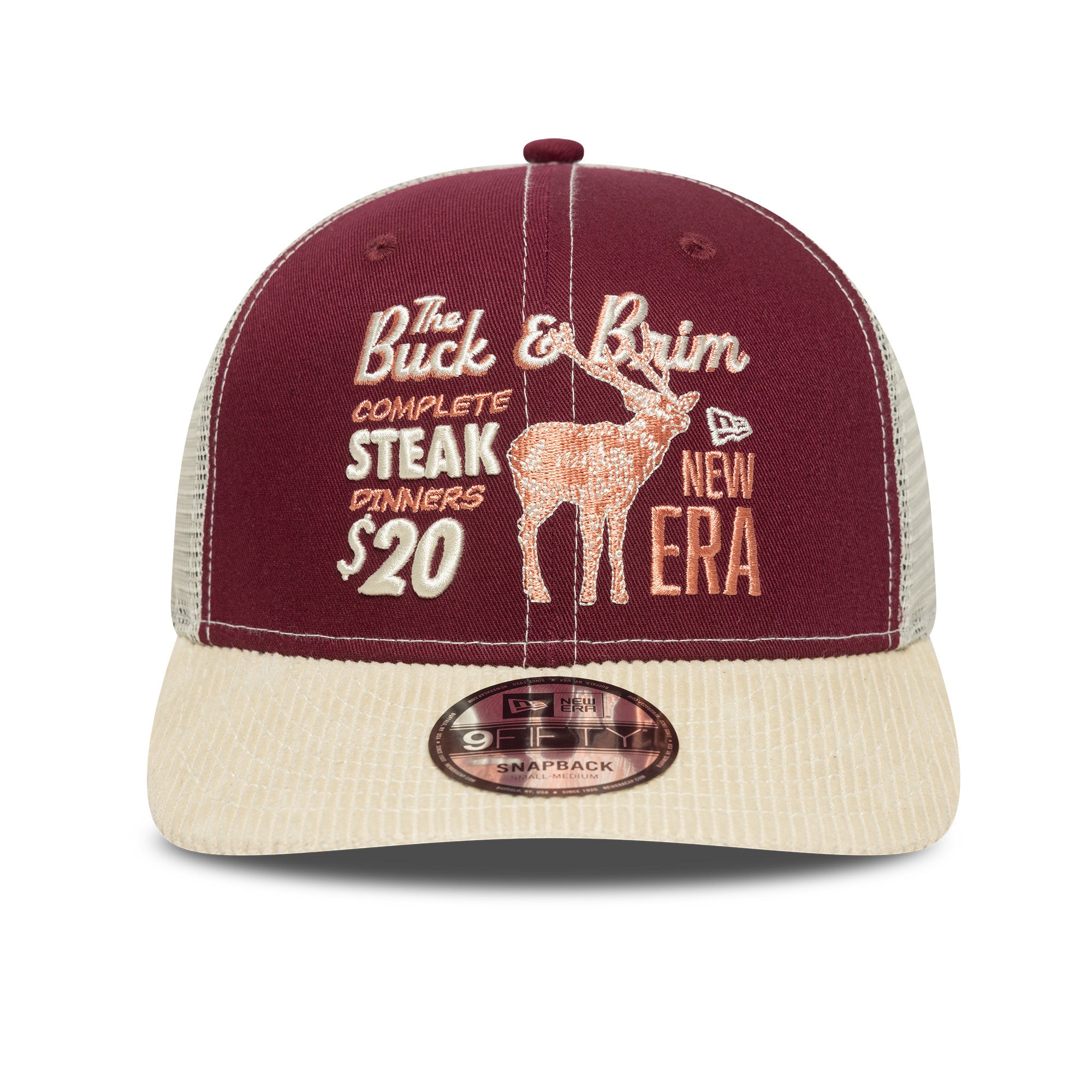 New Era - CORD - 9FIFTY Pre Curved Trucker Cap - Maroon - Headz Up 
