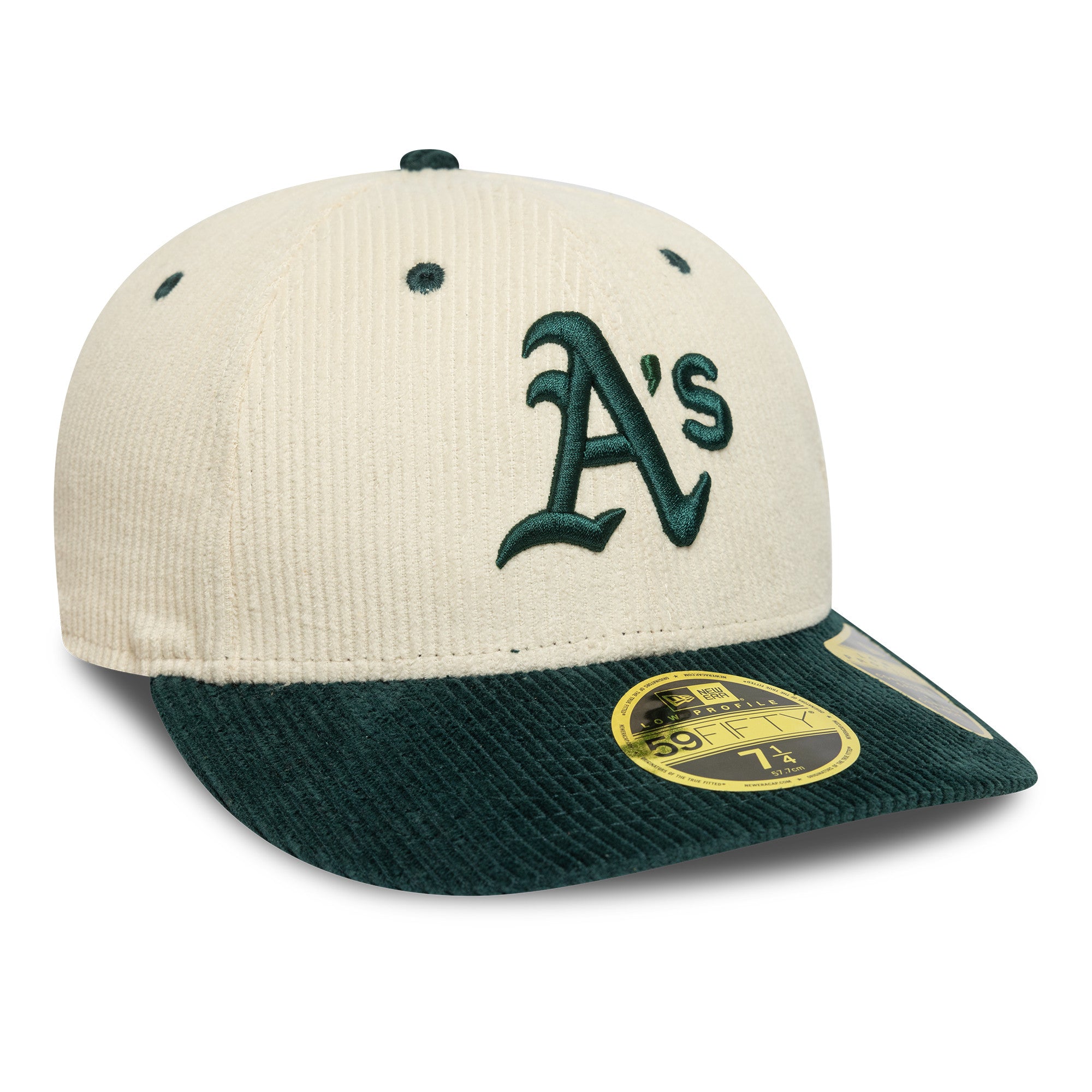 New Era - 59FIFTY Fitted Low Profile - MLB CORD - Oakland Athletics - Chrome/Dark Green - Headz Up 