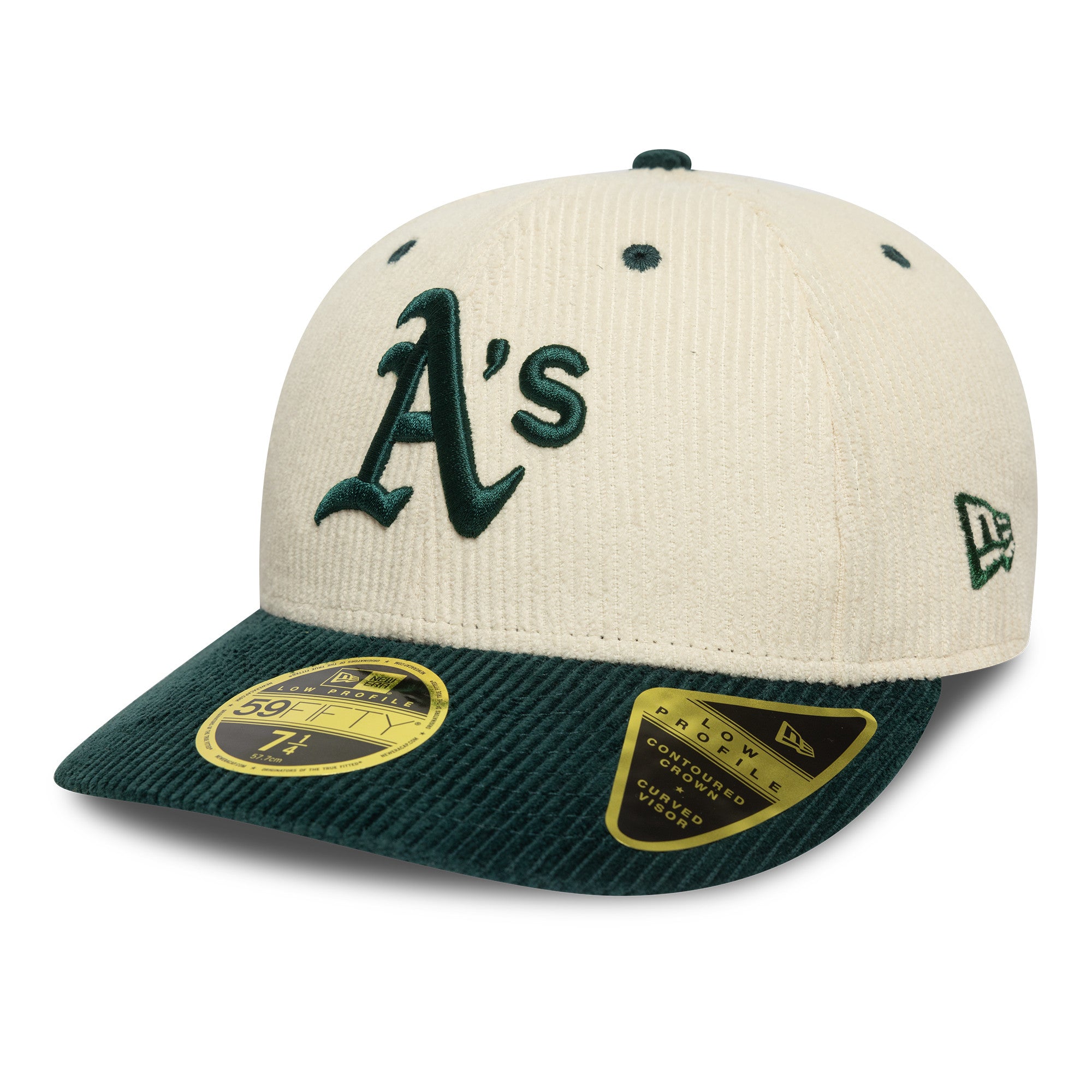New Era - 59FIFTY Fitted Low Profile - MLB CORD - Oakland Athletics - Chrome/Dark Green - Headz Up 