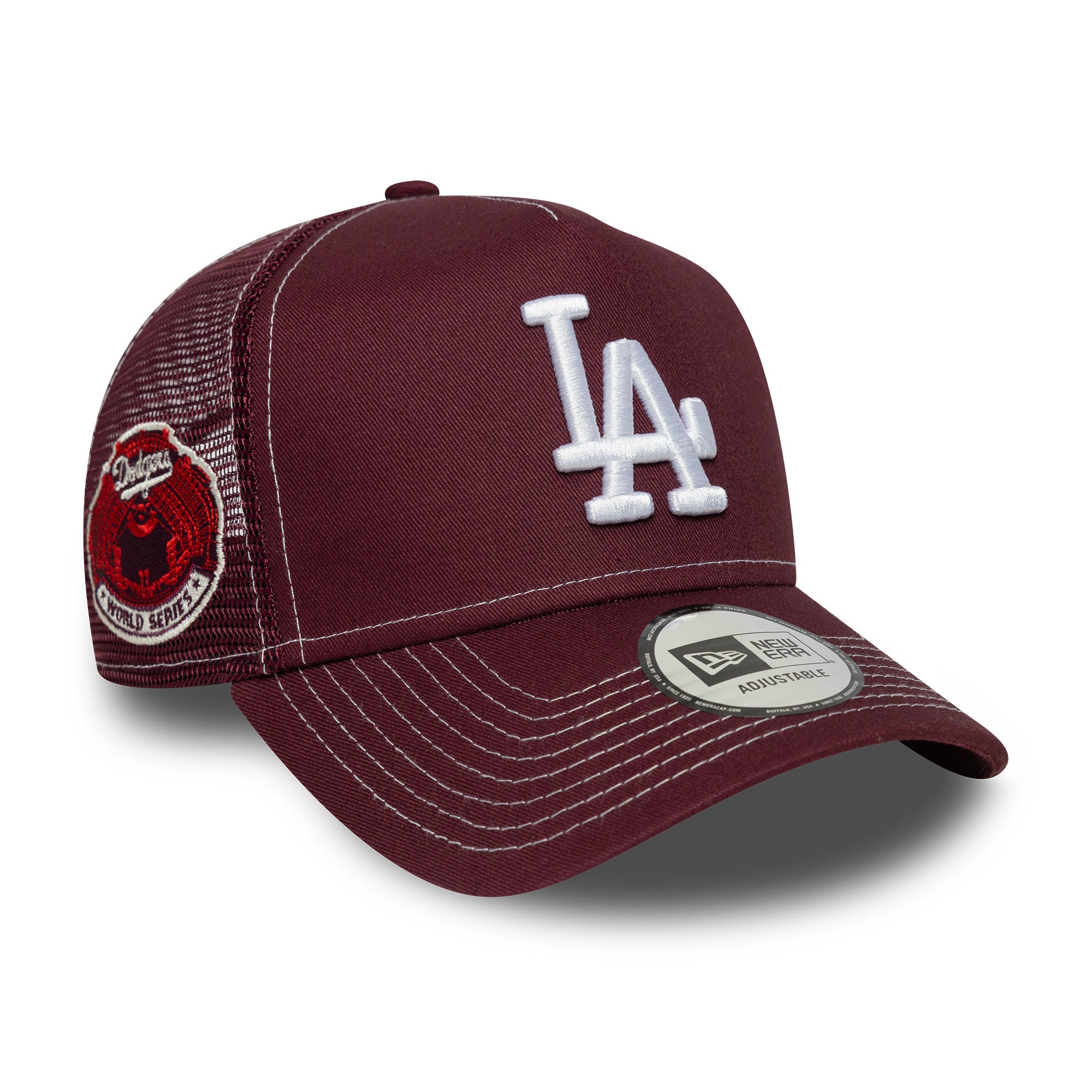 New Era - Los Angeles Dodgers - WS - E-Frame Trucker Cap - Maroon - Headz Up 
