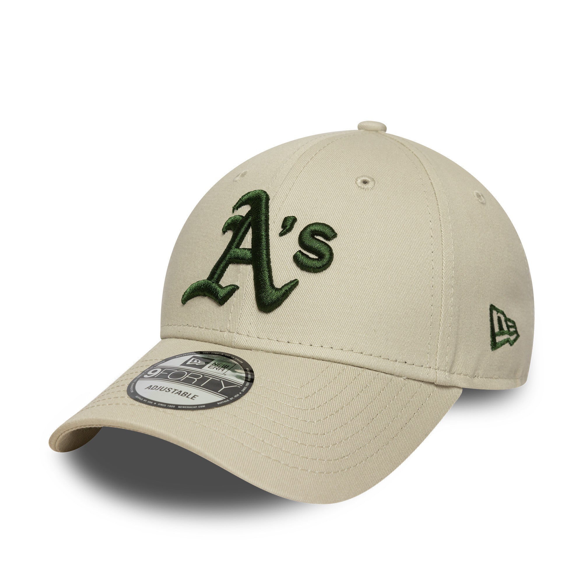 New Era - 9FORTY - League Essential - Oakland Athletics - Stone/Dark Green - Headz Up 