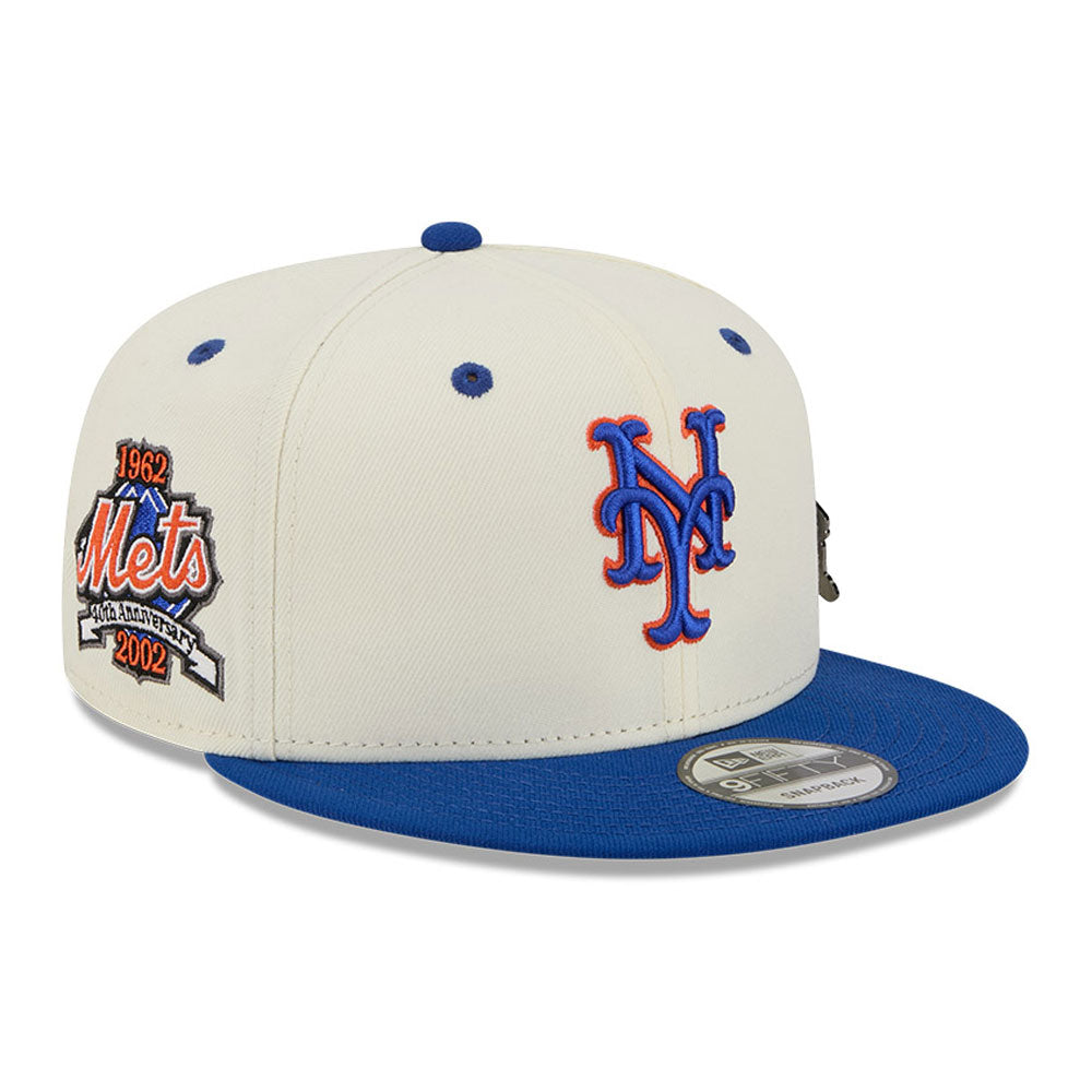 New Era - 9FIFTY Snapback - New York Mets - MASCOT PIN - Chrome/Blue - Headz Up 