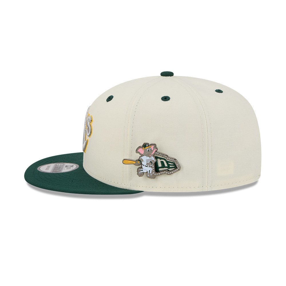 New Era - 9FIFTY Snapback - Oakland Athletics - MASCOT PIN - Chrome/Dark Green - Headz Up 