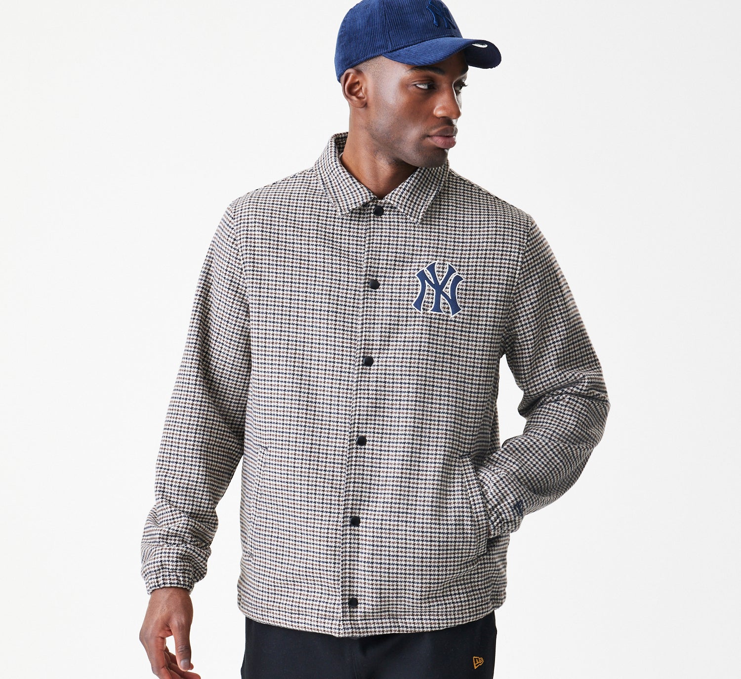 New Era - MLB Check Coaches Jacket - New York Yankees - Brown - Headz Up 