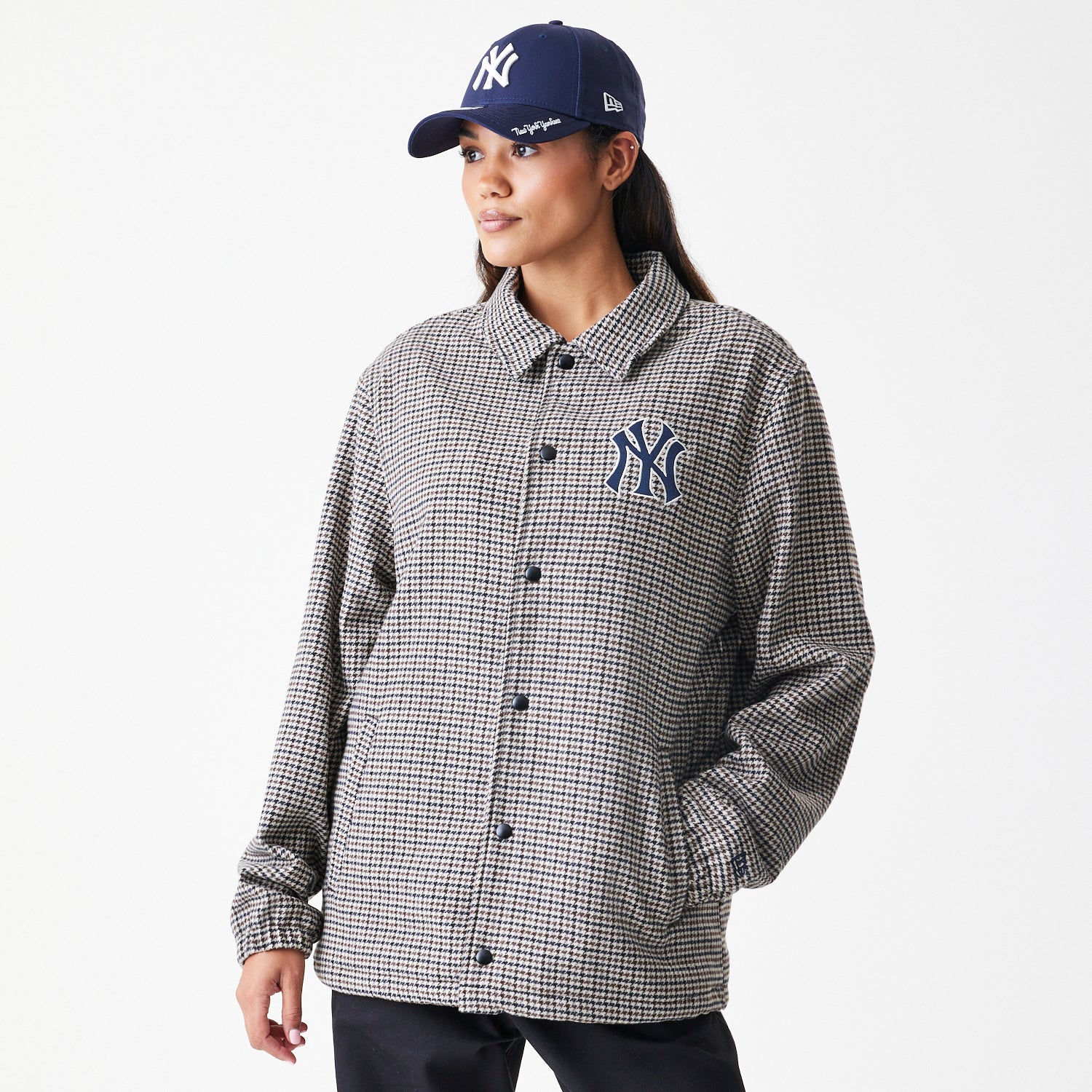 New Era - MLB Check Coaches Jacket - New York Yankees - Brown - Headz Up 